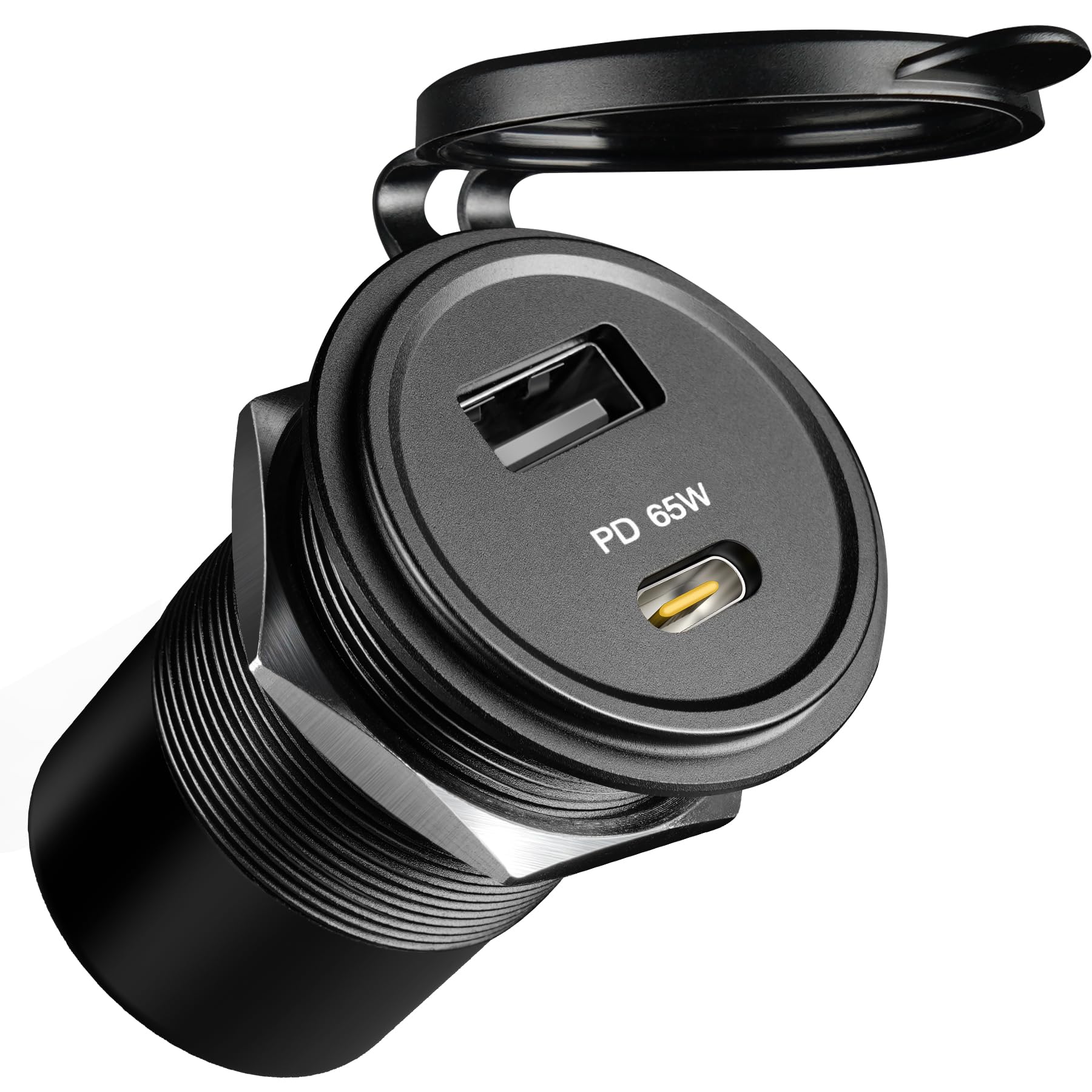 Acegoo 83W 12V USB Outlet PD 65W Type-C QC3.0 18W USB-A Dual Port Fast Charging Socket for Laptop, Waterproof Car Charger Replac