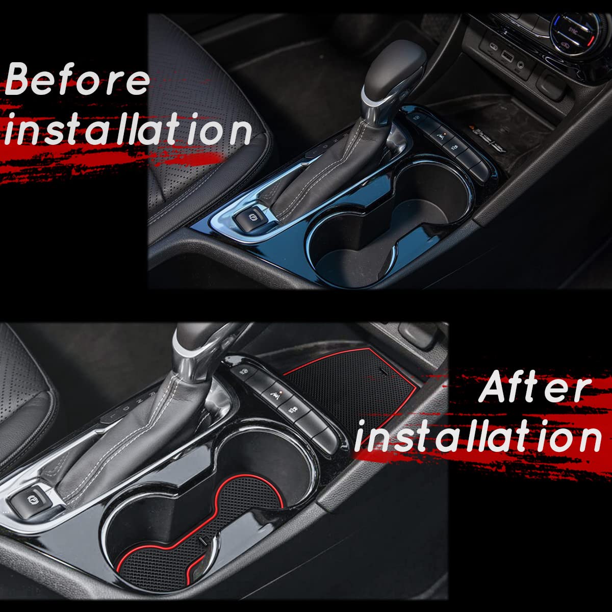 Auovo Anti Dust Cup Holder Insert Liners For Buick Encore Gx Accessories 2020 2021 2022 2023 2024 Custom Fit Door Pocket Center Console Interior Mats 16Pcs (Red Trim)