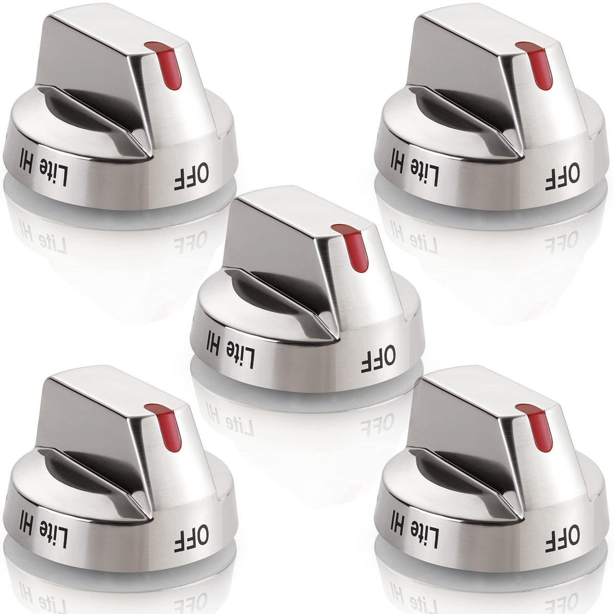 [Upgraded] Dg64-00473A Stove Knobs Control Dial W/Reinforced Power Ring Protection Compatible W/Samsung Range Oven Gas Stove Knob Nx58H5600Ss Nx58F5700Ws Nx58H5650Ws Nx58J7750Ss Nx58M6850Ss (5Pcs)