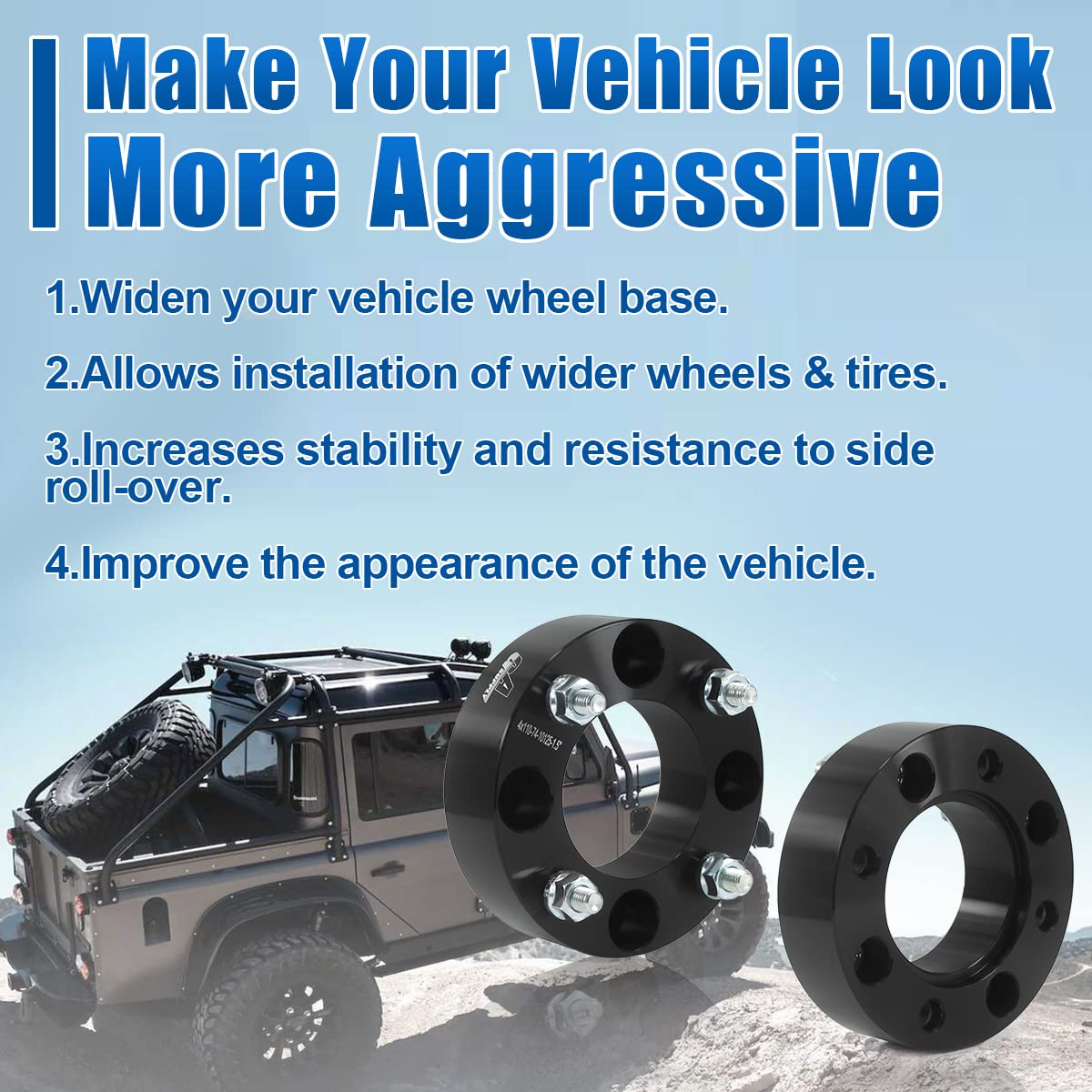 GAsupply 1.5    ATV 4x110 Wheel Spacers Black Compatible with Honda, Suzuki, Bombardier, 38mm Wheel Spacer Adapters 74mm Hub Bor