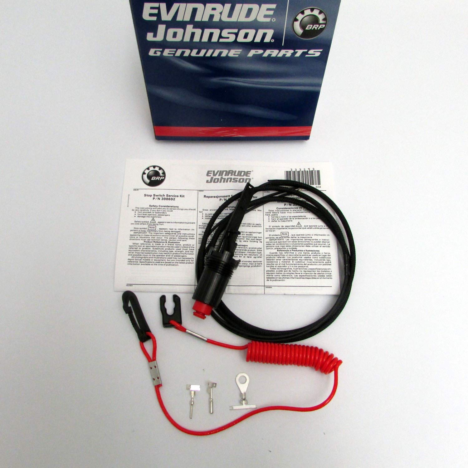 Johnson/Evinrude/Omc New Oem Tiller Handle Stop Kill Switch Kit 398692, 0398692