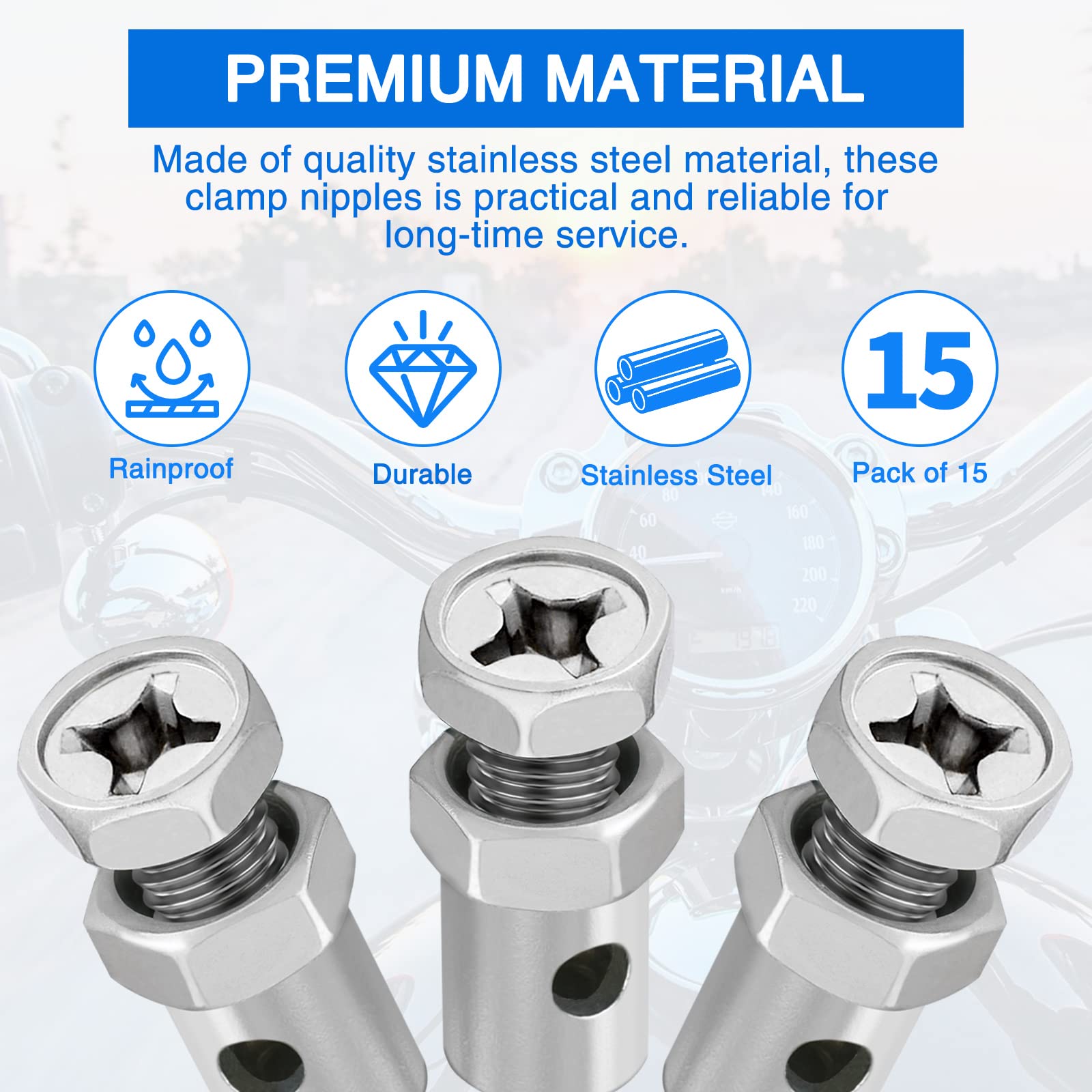 Tongze 15pcs Brake/Throttle Cable Ends: 1/8'' Universal Cable Stop Clamp Repair Parts for Go-kart| Bicycle| Motorcycle| Scooter|