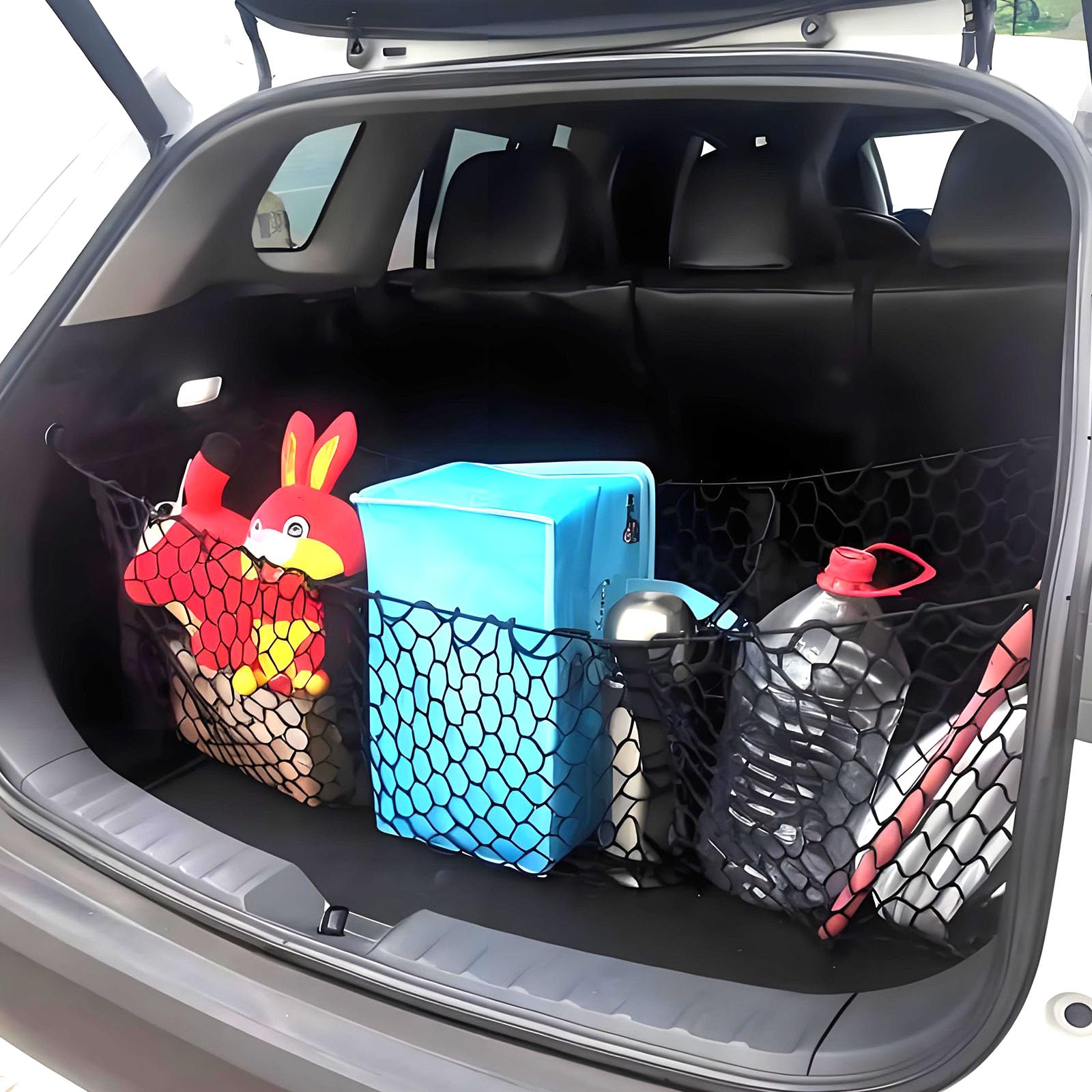 BAILALIBO Cargo Net Stretchable, Adjustable Elastic Trunk Mesh Nets with Metal Hook Universal for SUV, Trucks,Pickup, Car Exteri
