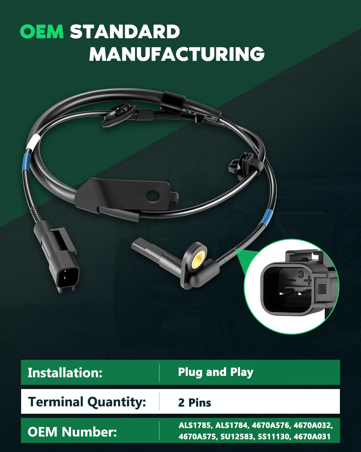 Scitoo 2 Pcs Front Left Right Abs Wheel Speed Sensors Fit For 2008 2009 2010 2011 2012 2013 2014 2015 For Mitsubishi Lancer,2007