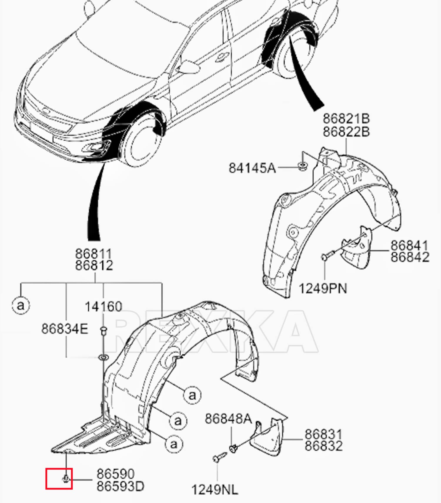 Rexka 25Pcs Fender Liner Push-Type Retainer Clip Fastener Compatible With Hyundai Kia 86595-2T500 Accent,Azera,Elantra,Equus,Gen