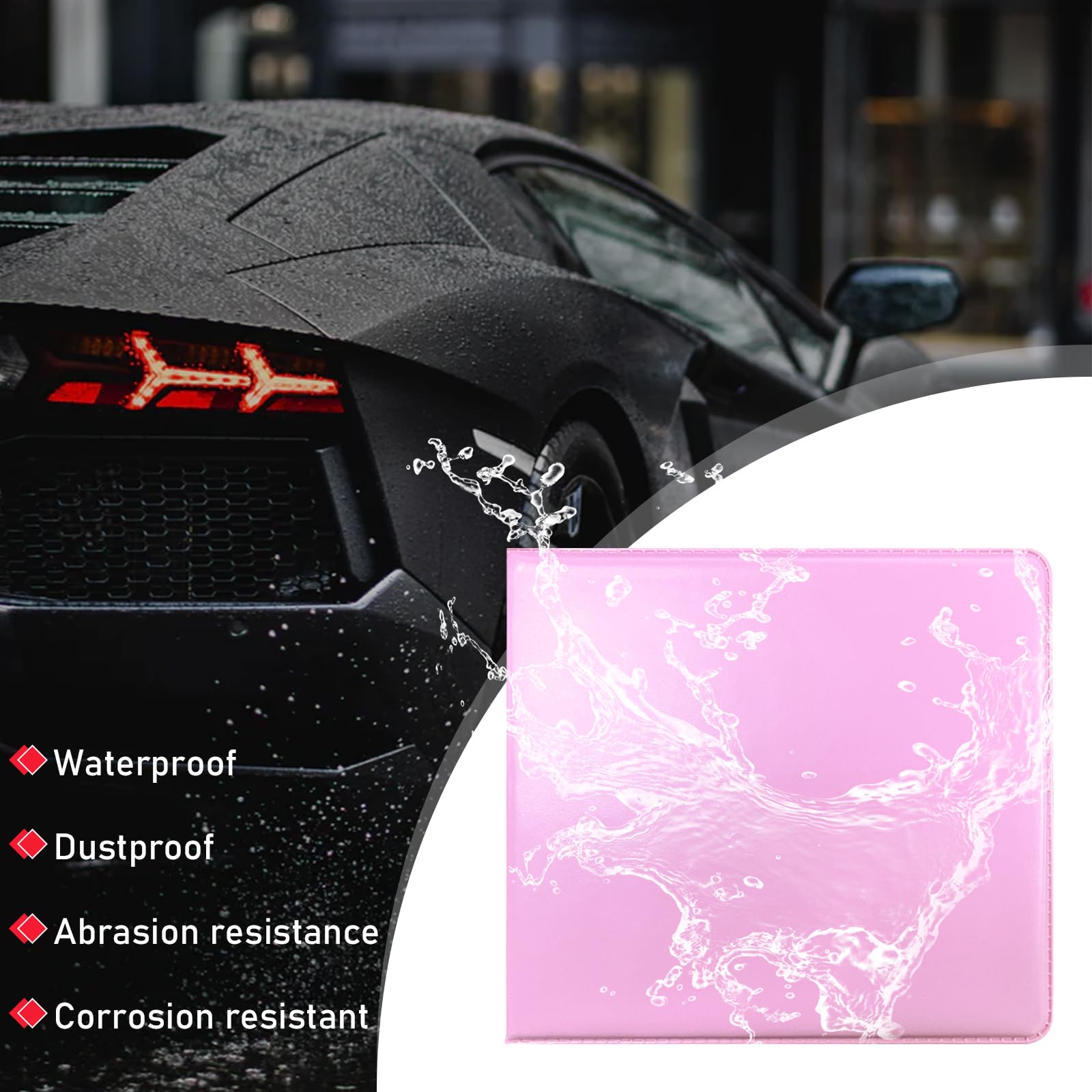 Ziciner 4PCS Car Registration and Insurance Holder, 5.2''   4.7'' Premium Auto Glove Box Organizer with Closure, Essential Vehic