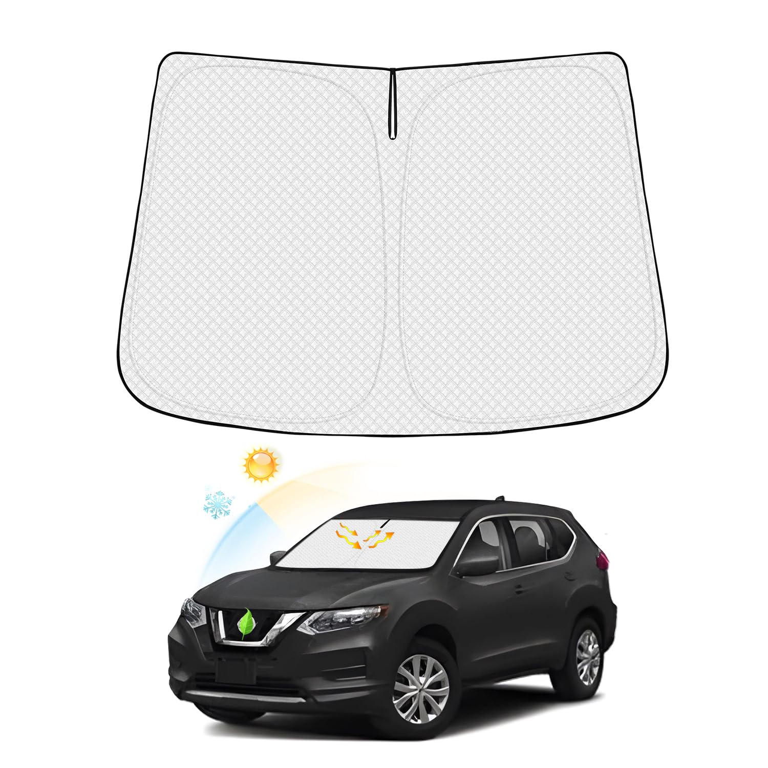 Canvcle Windshield Sun Shade For 2021-2024 2025 Nissan Rogue (Not For Rogue Sport) Thicken 6-Layer Foldable Front Window Sunshad