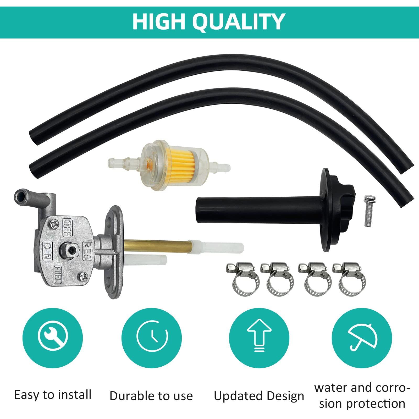 M MATI Fuel Tank Switch Valve with Lever Assy Replacement for Kawasaki Prairie 400 KVF400 1999-2002 51023-1254 92077-109, Fuel P