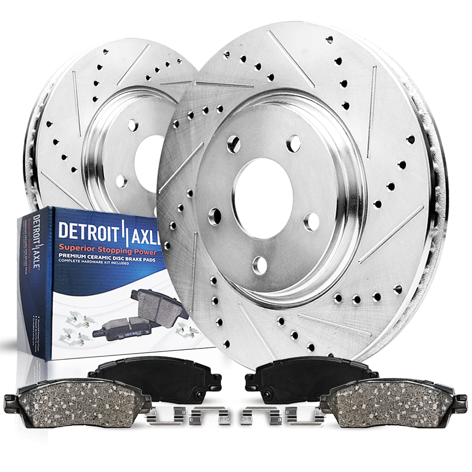 Detroit Axle - Rear Brake Kit for 2006-2020 Dodge Charger 2007-2008 Magnum 13.78 inch Drilled and Slotted Disc Brake Rotors Cera