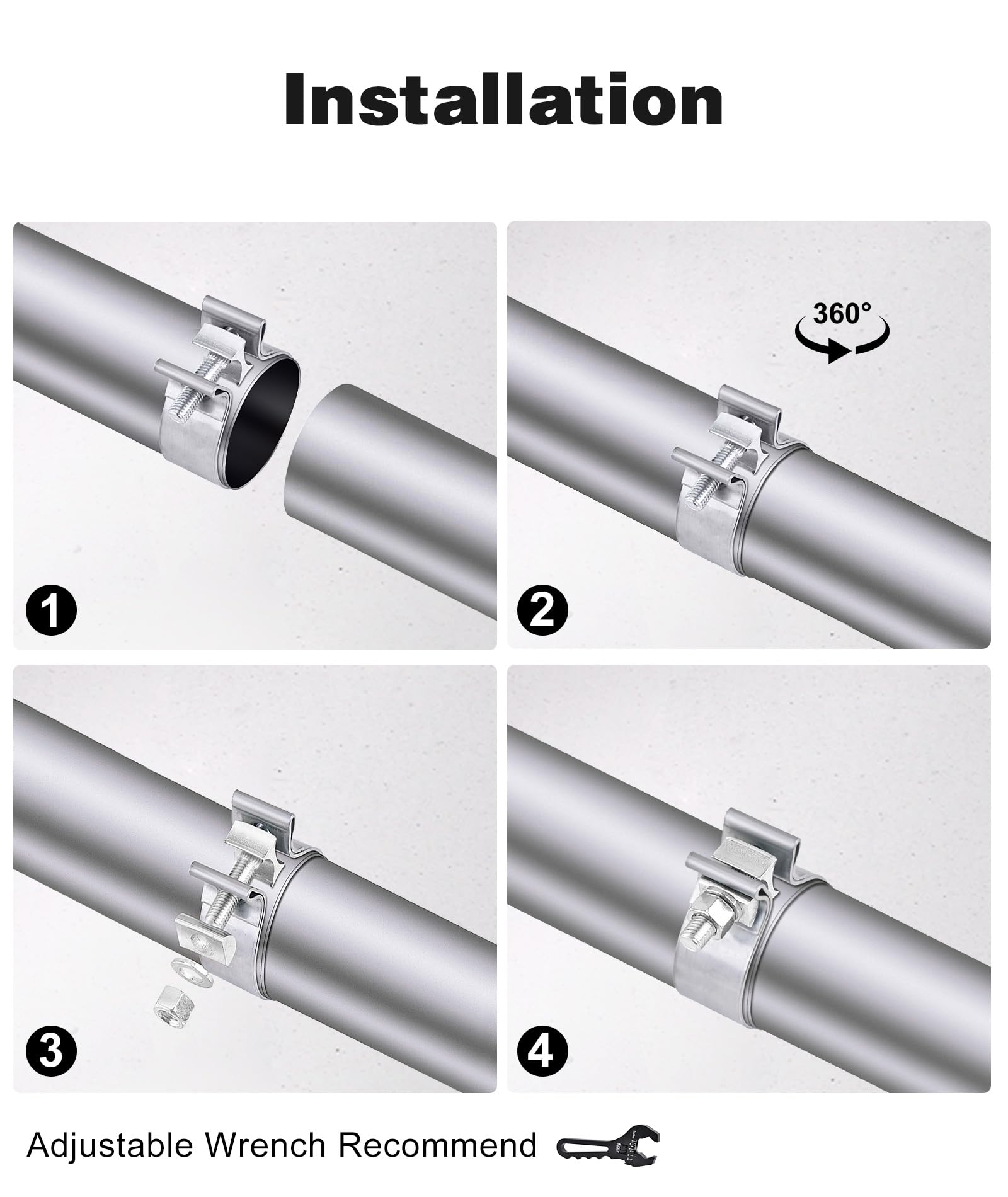 Evil Energy 2.0 Inch Exhaust Clamp,Narrow Band Muffler Clamp Stainless Steel 2Pcs