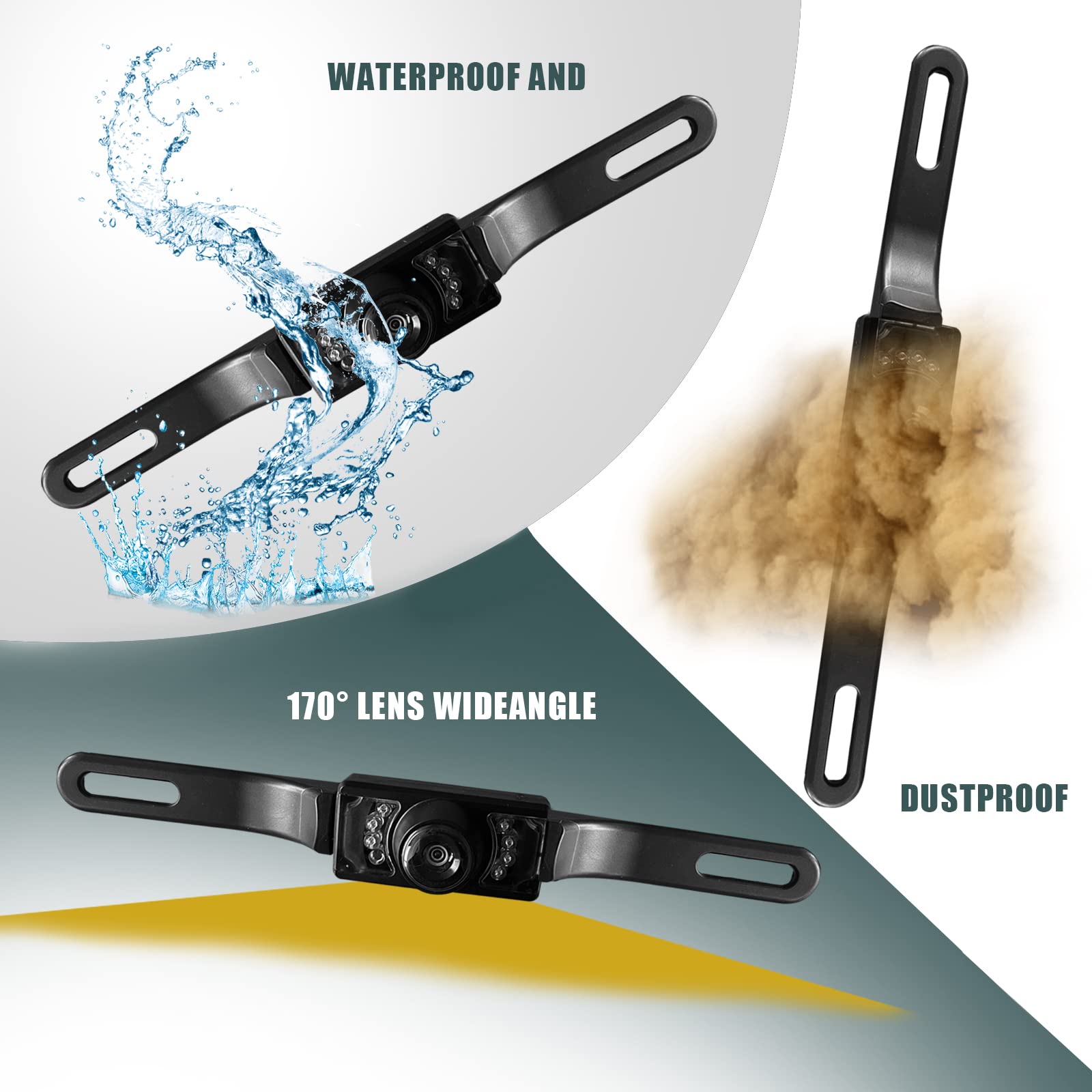 License Plate Reversing Camera, Waterproof And Dust-Proof Hd Picture, Wide-Angle Night Vision Camera, 8 Light Infrared Car Camer