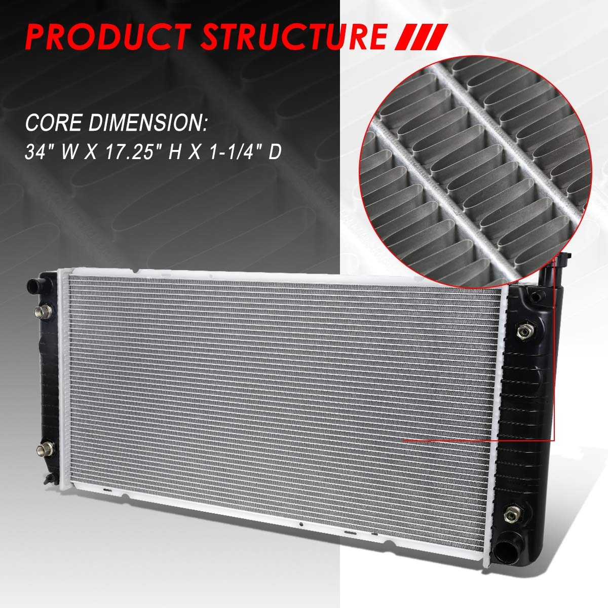 Auto Dynasty Radiator Compatible With 1992-2000 Chevy Gmc C/K 1500 2500 3500 Suburban Tahoe Yukon Cadillac Escalade 5.0L 5.7L 7.