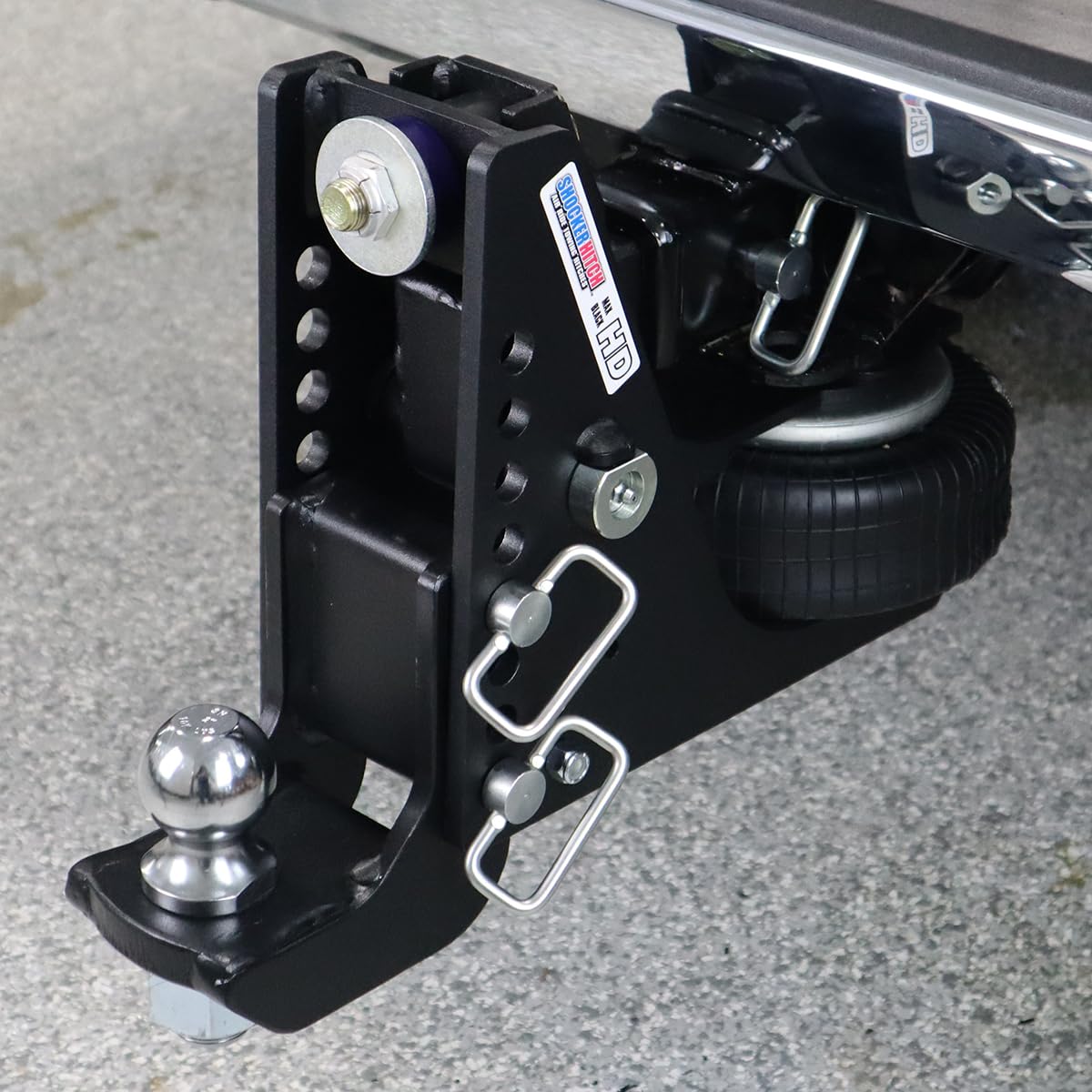 Shocker Hd Max Black Air Drop Hitch 4-1/2'- 8-1/2' Drop, Fits 2' Hitch, Has 2-5/16' Ball