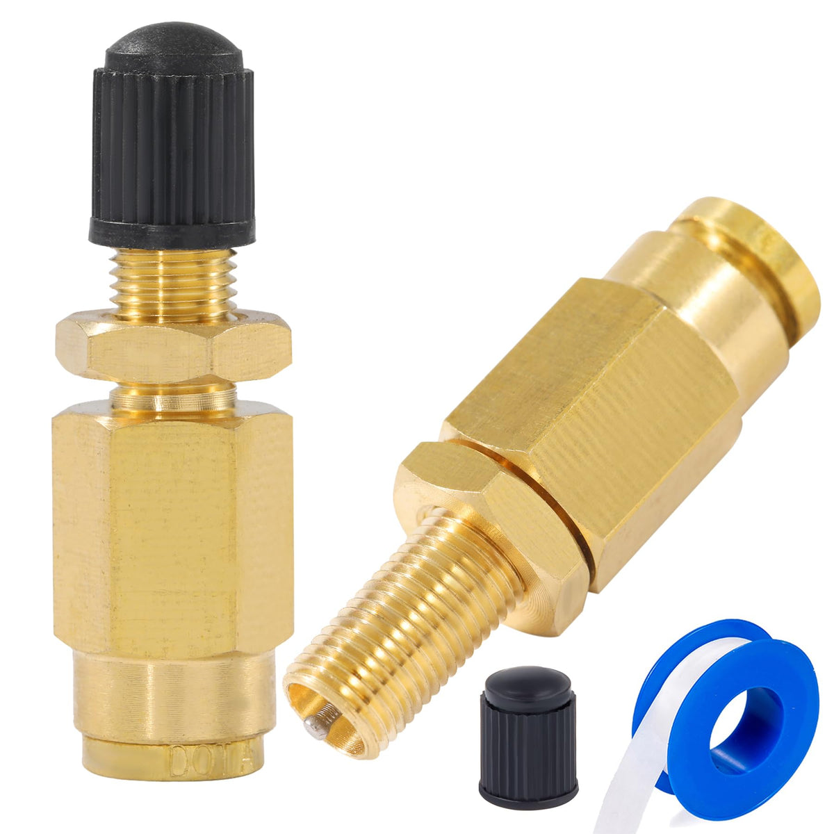 Breezliy 1/4'' Inflation Schrader Valve with Push to Connect for 1/4'' OD Air Line Tubing and Air Spring Suspension for Semi Tru