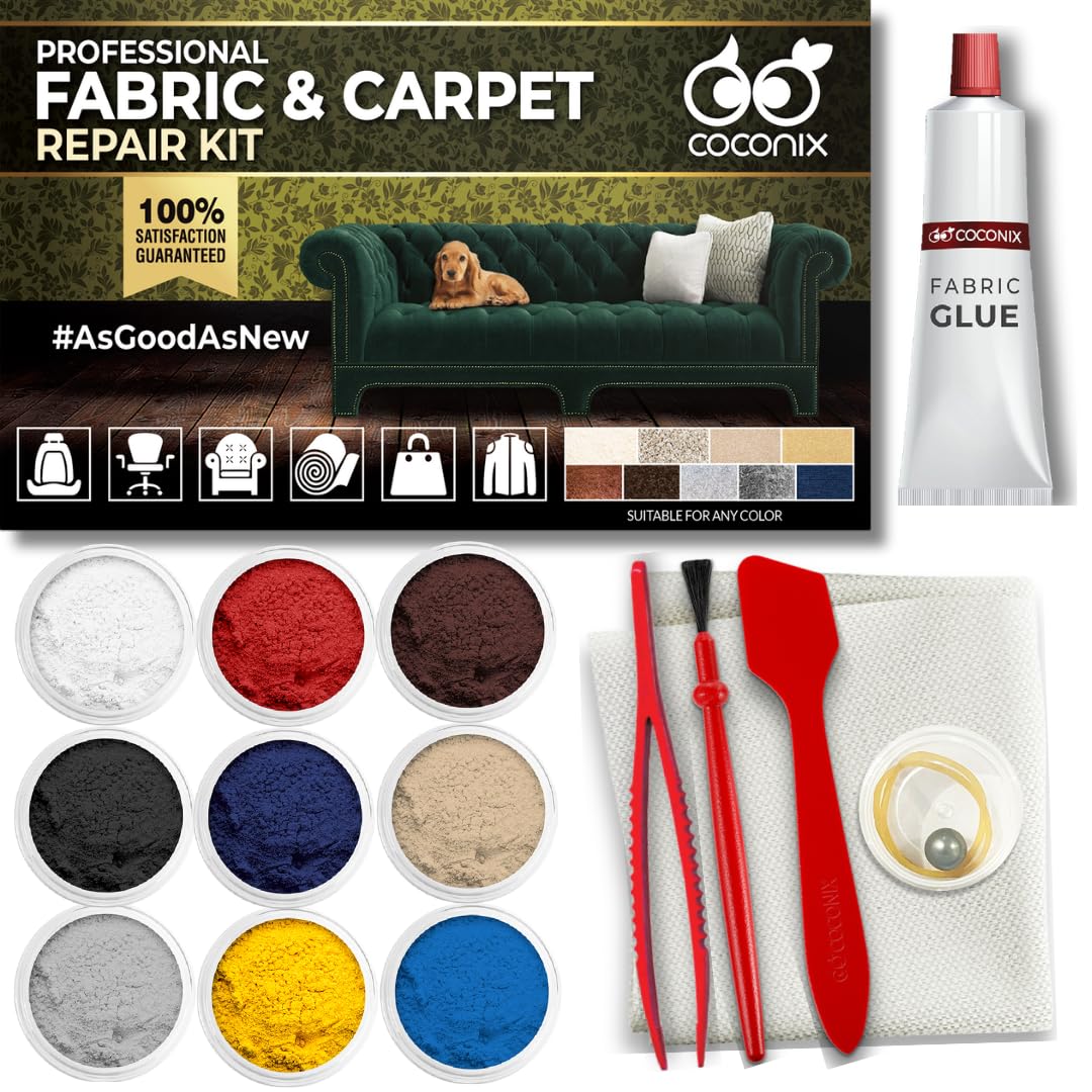 Coconix Fabric And Carpet Repair Kit - Repairer Of Your Car Seat, Couch, Furniture, Upholstery Or Jacket - Fixes Cigarette Burn