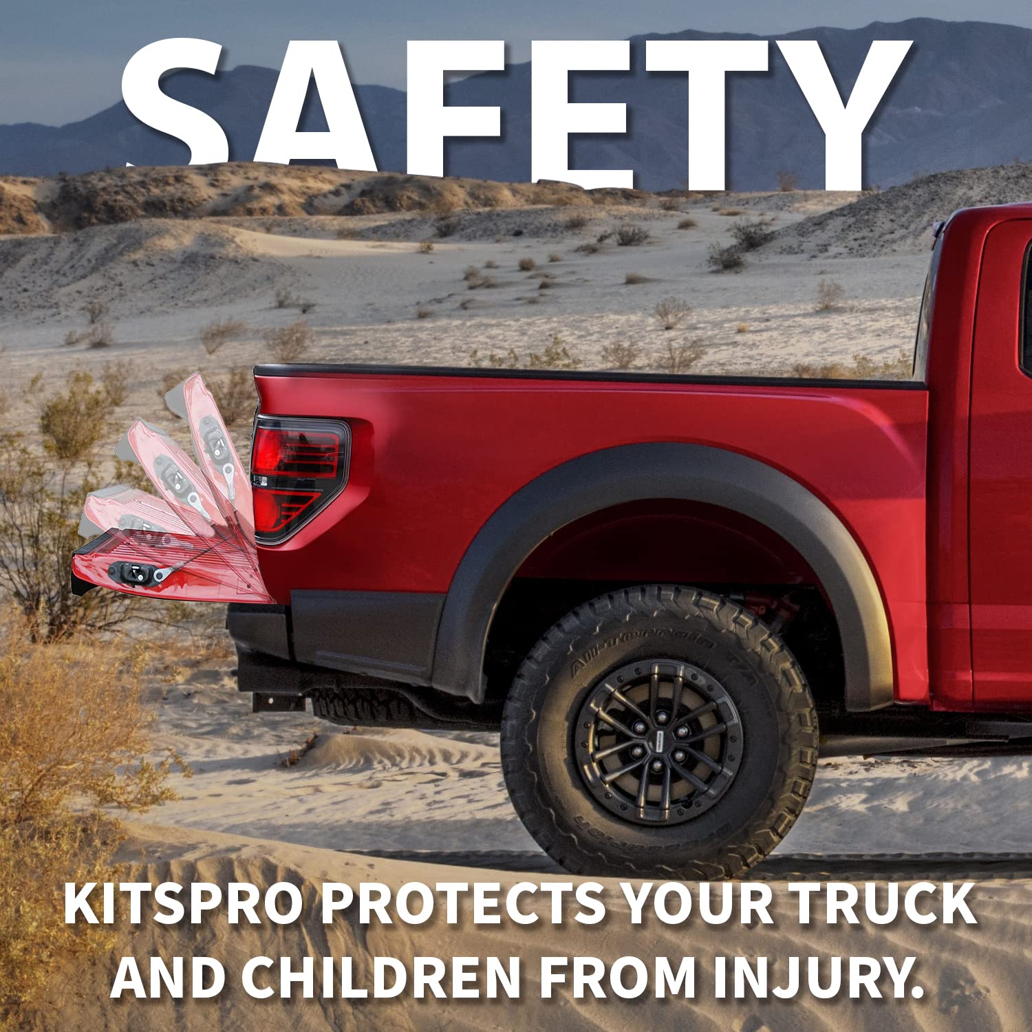 Kitspro Truck Tailgate Assist Accessories For Ford F-250 F-350 Super Duty, Pack Of 1 (1999-2016, Classic Rod)