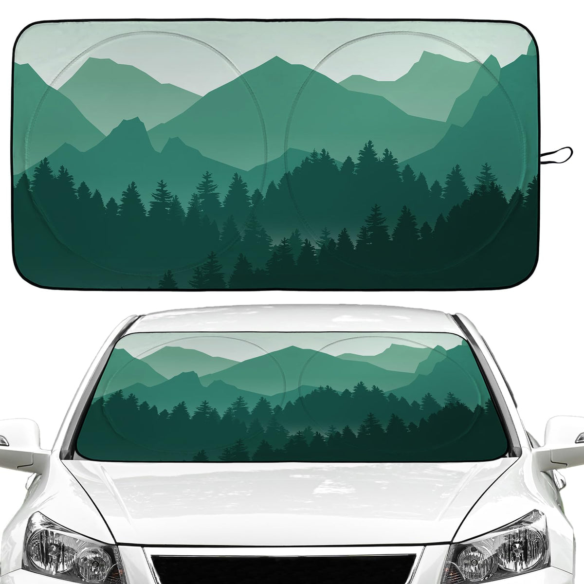 Mountains and Forest Car Windshield Sun Shade Foldable Sunshade Front Window Cover Sun Visor Protector Accessories for Truck SUV
