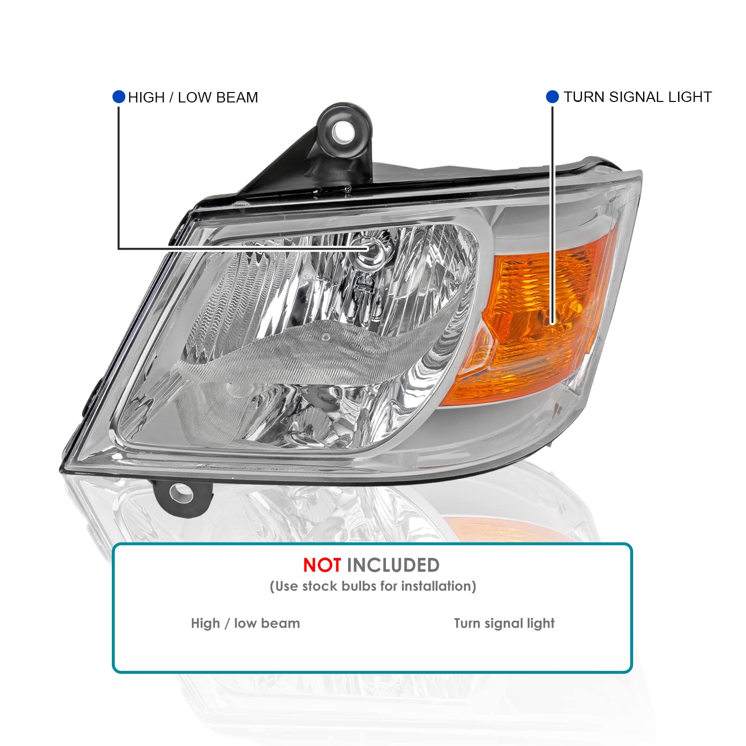 Spec-D Tuning Chrome Housing Clear Lens Driver Left Side Headlight Compatible with 2008-2010 Dodge Grand Caravan Head Light Lamp