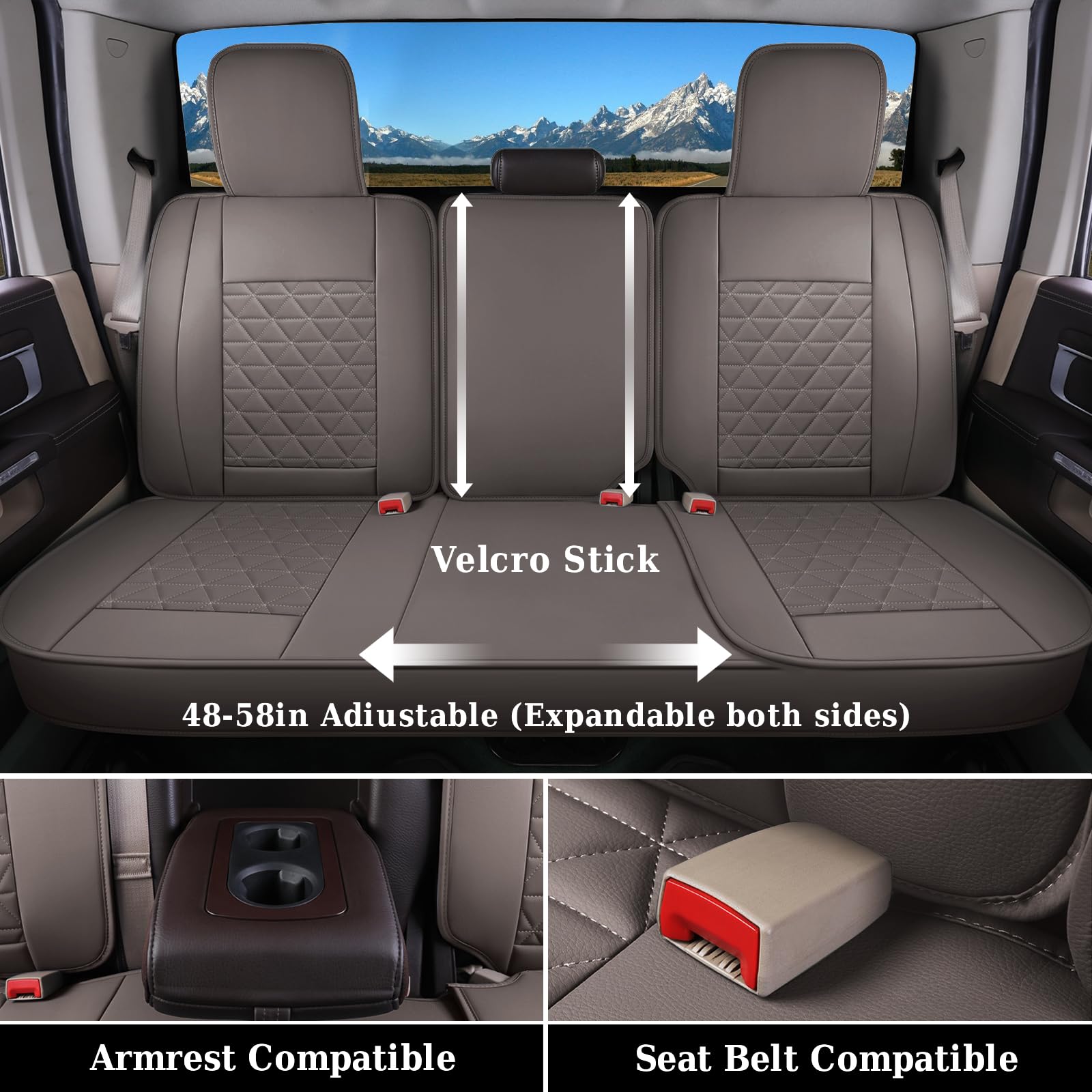 Coverado Leather Car Seat Covers, Waterproof Dooge Ram 1500 Seat Covers Compatible With 2002-2025 Dodge Ram 1500 2500 3500 With