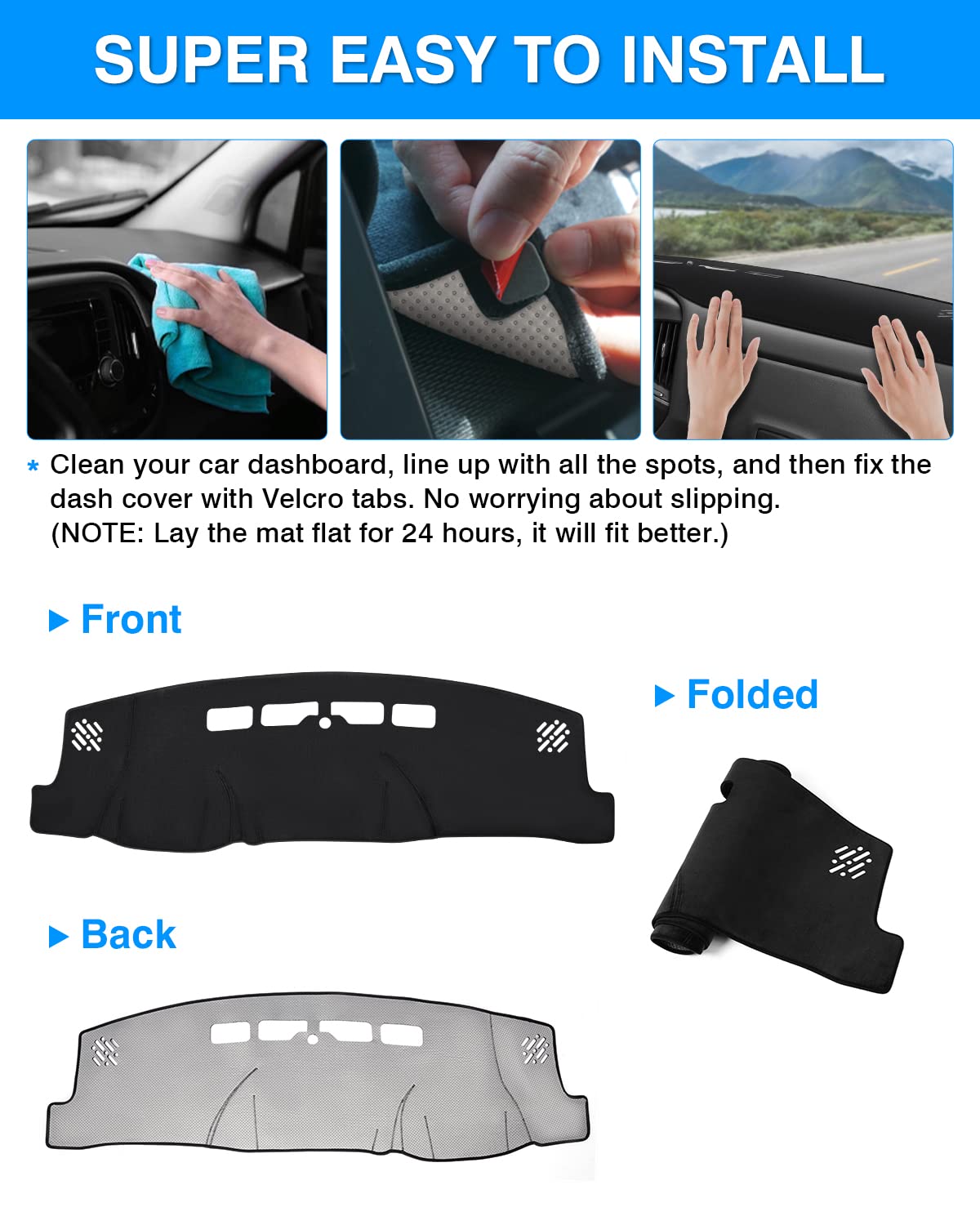 Autorder Dashboard Cover Mat For 2014-2018 Chevy Chevrolet Silverado/Gmc Sierra 1500, 2015-2019 Silverado/Gmc Sierra 2500Hd 3500