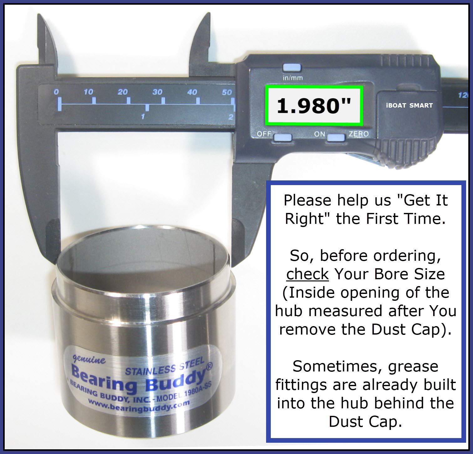 Bearing Buddy Stainless Steel Bearing Protectors (1.980'' Diameter) With Auto Check With Bras - Pair