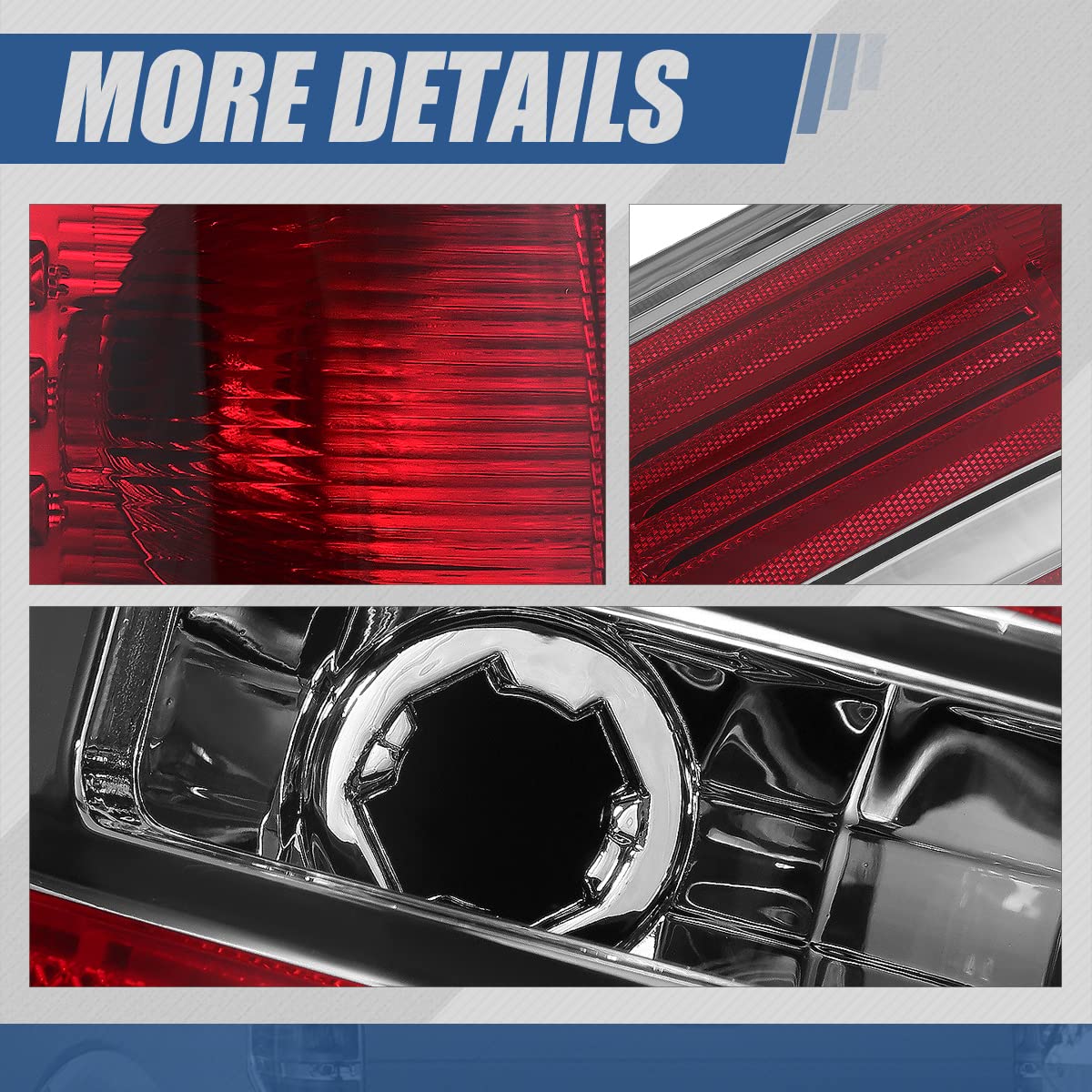 Auto Dynasty Factory Style Rear Tail Lights Brake Lamps Compatible With Ford F-150 09-14, Driver Left Side, Chrome Trim Red Lens