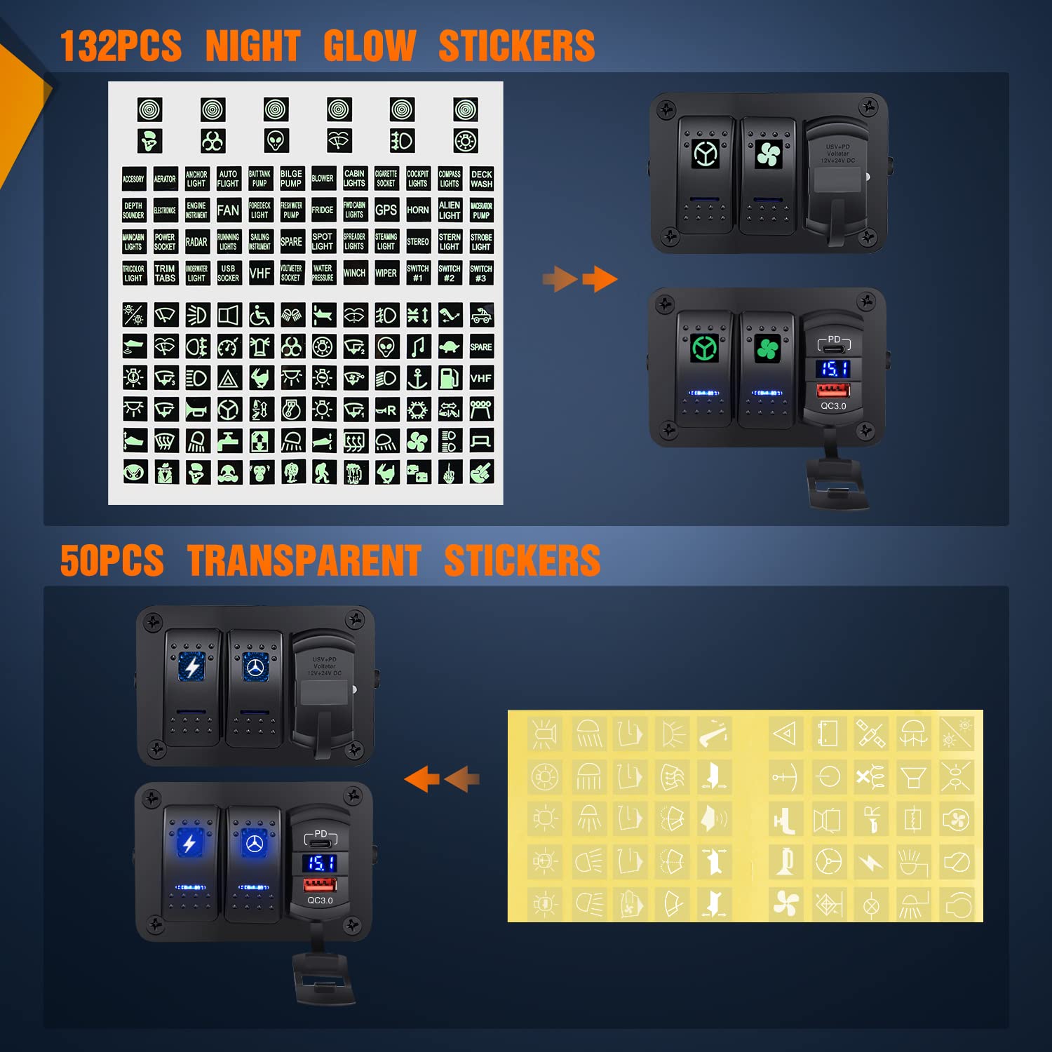 Nilight 2 Gang Rocker Switch Box 12V Spst On Off Pd Type C And Qc 3.0 Usb Charger Voltmeter Waterproof Aluminum Panel Diy Sticke