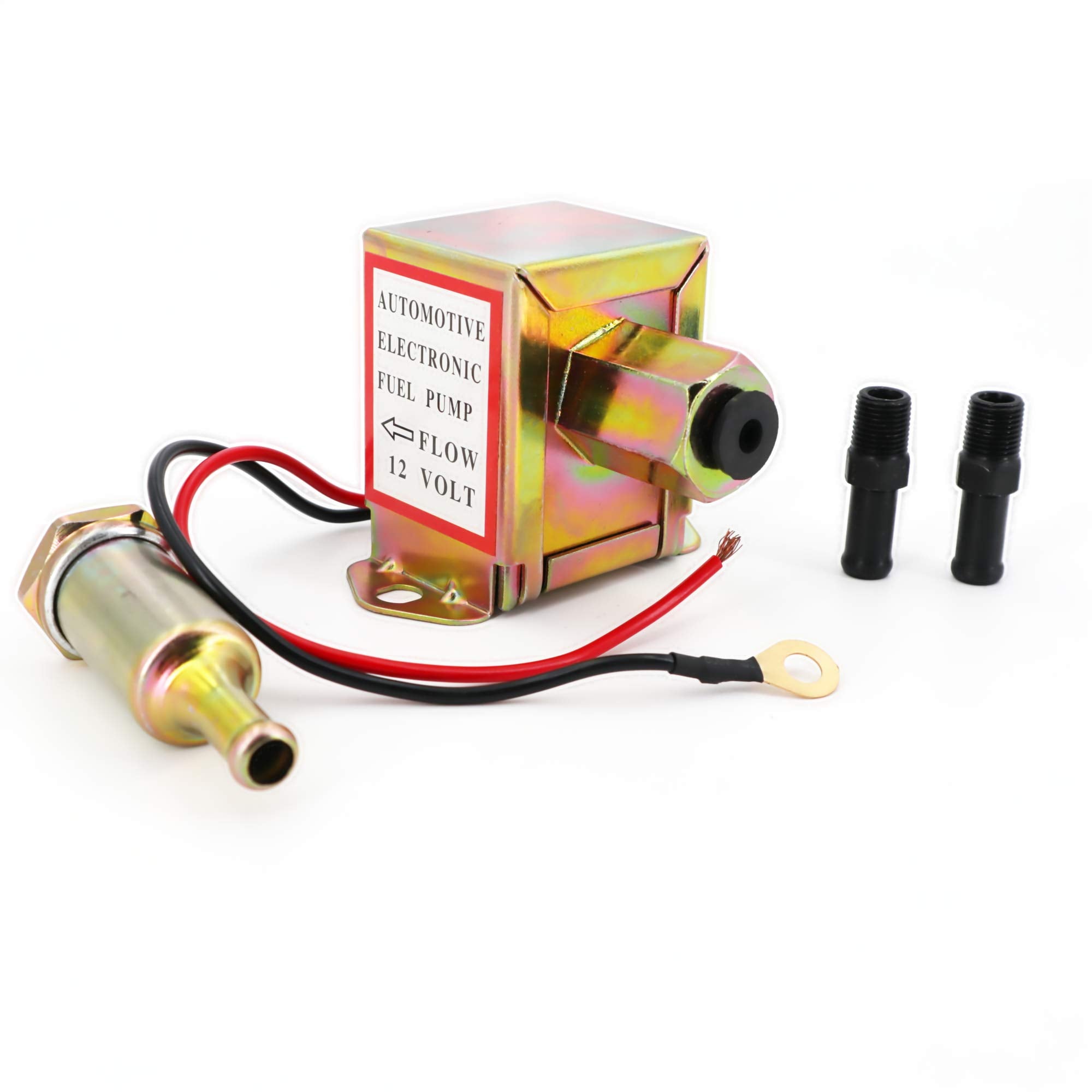 Electric Fuel Pump 12V 4.5-7Psi Universal Standard Self Priming Heavy Duty Gas Diesel In-Line In-Tank Electric Fuel Pump With Installation Kit Metal Solid Petro Gasoline Or Diesel Engine Ep014