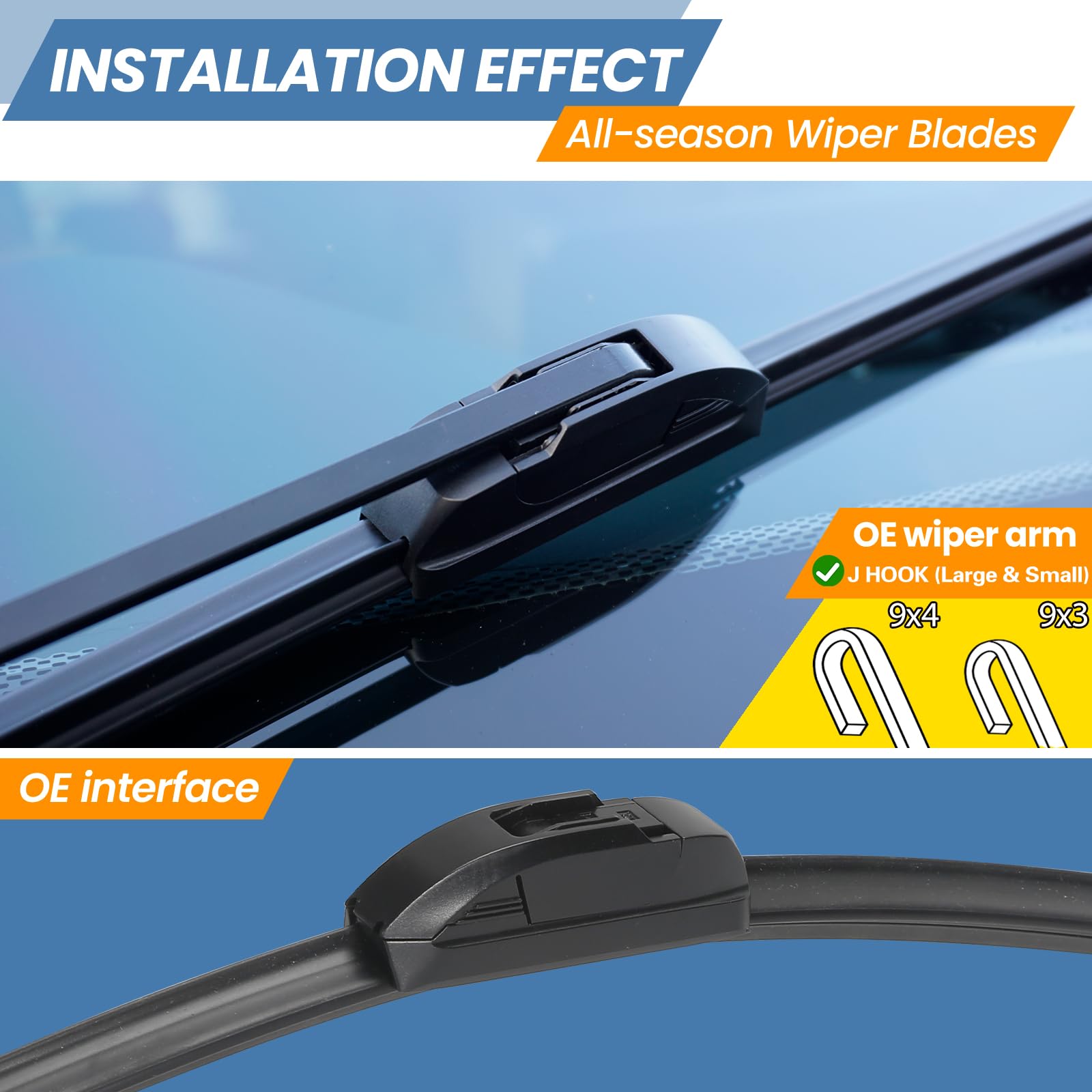 Gspscn Oem Quality 22''+21'' Premium Original Replacement Windshield Wiper Blades,Quiet And Durable Stable High Performance All-