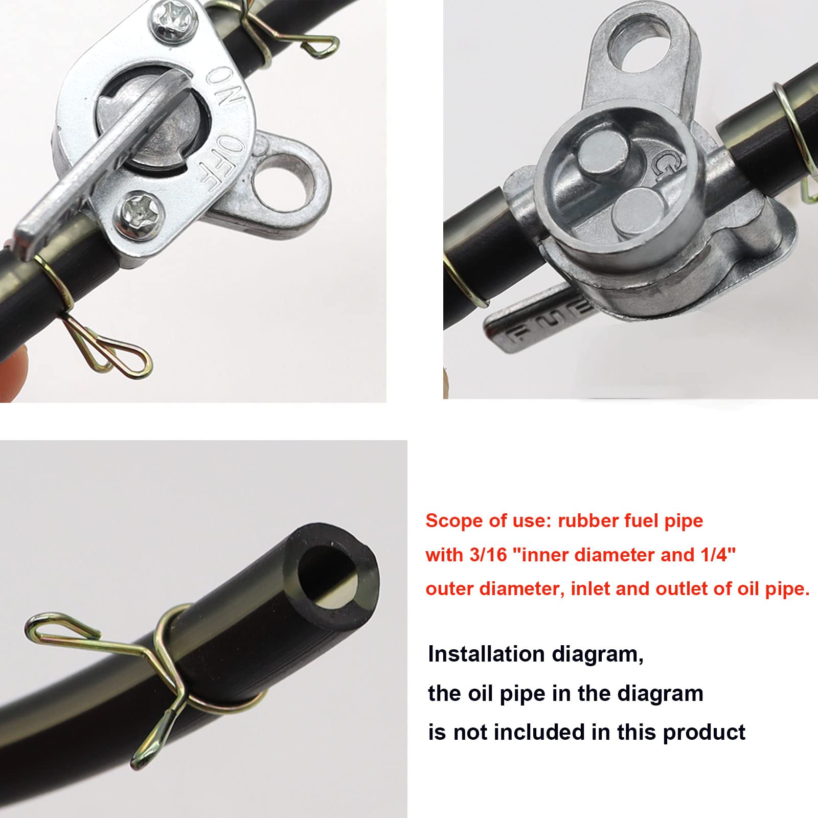 Taiss 3/16'' Inline Gas Fuel Petcock On-Off Switch Shut Off Valve .Suitable For Motorcycles 50cc 70cc 80cc 110cc 125cc 150cc ATV