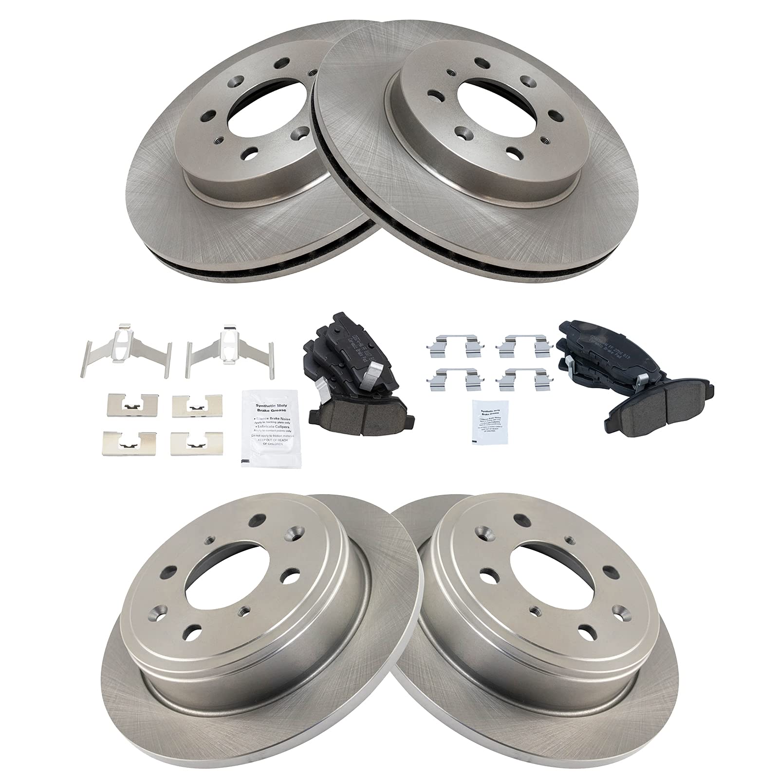 Trq Front And Rear Brake Pad & Rotor Kit Brake Pads Brake Rotor Ceramic Compatible With 1999-2000 Honda Civic