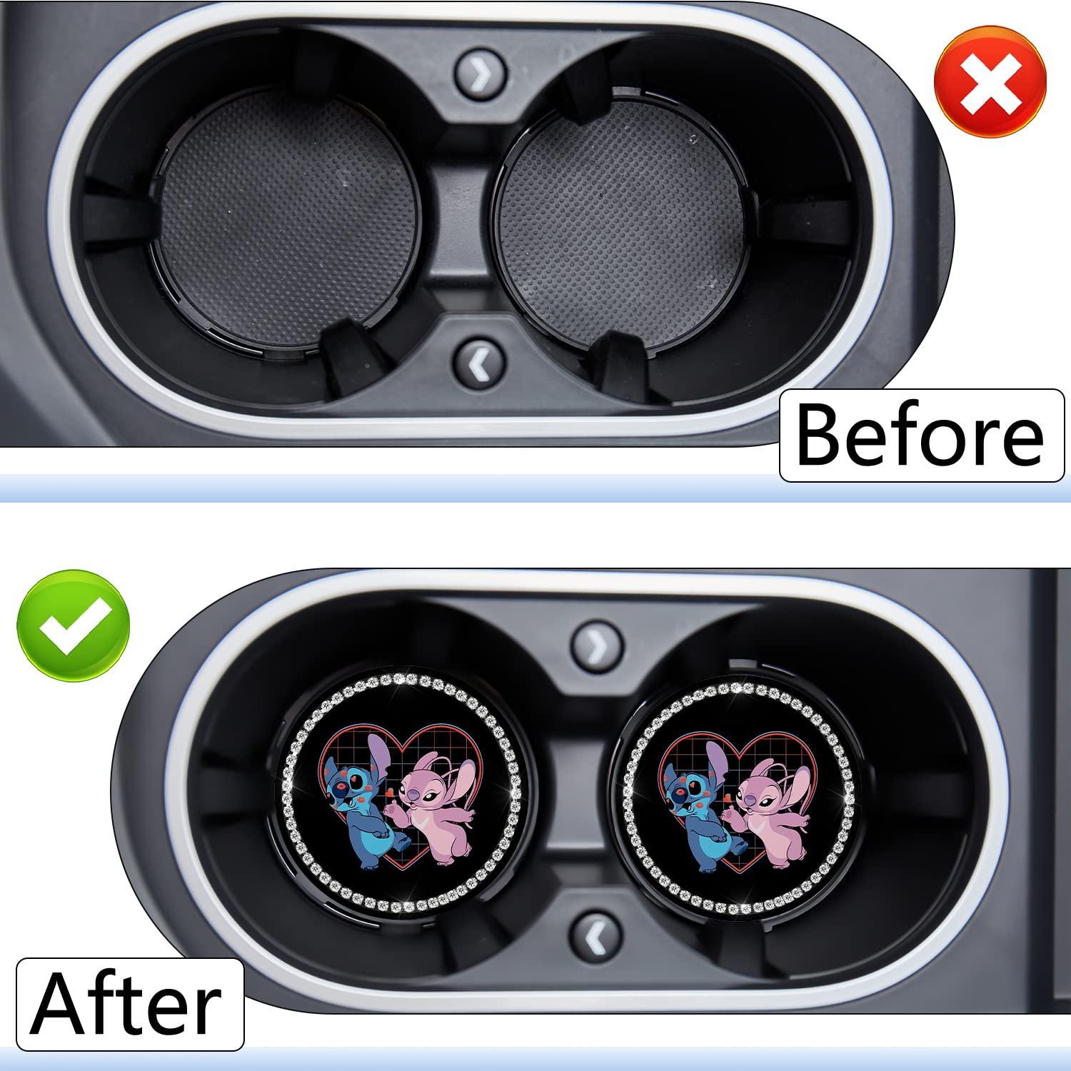 Car Cup Holder Coaster 2 Pack Cute Cartoon Silicone New Automotive Cupholder Accessories Interior Decor Decorations For Women Gi