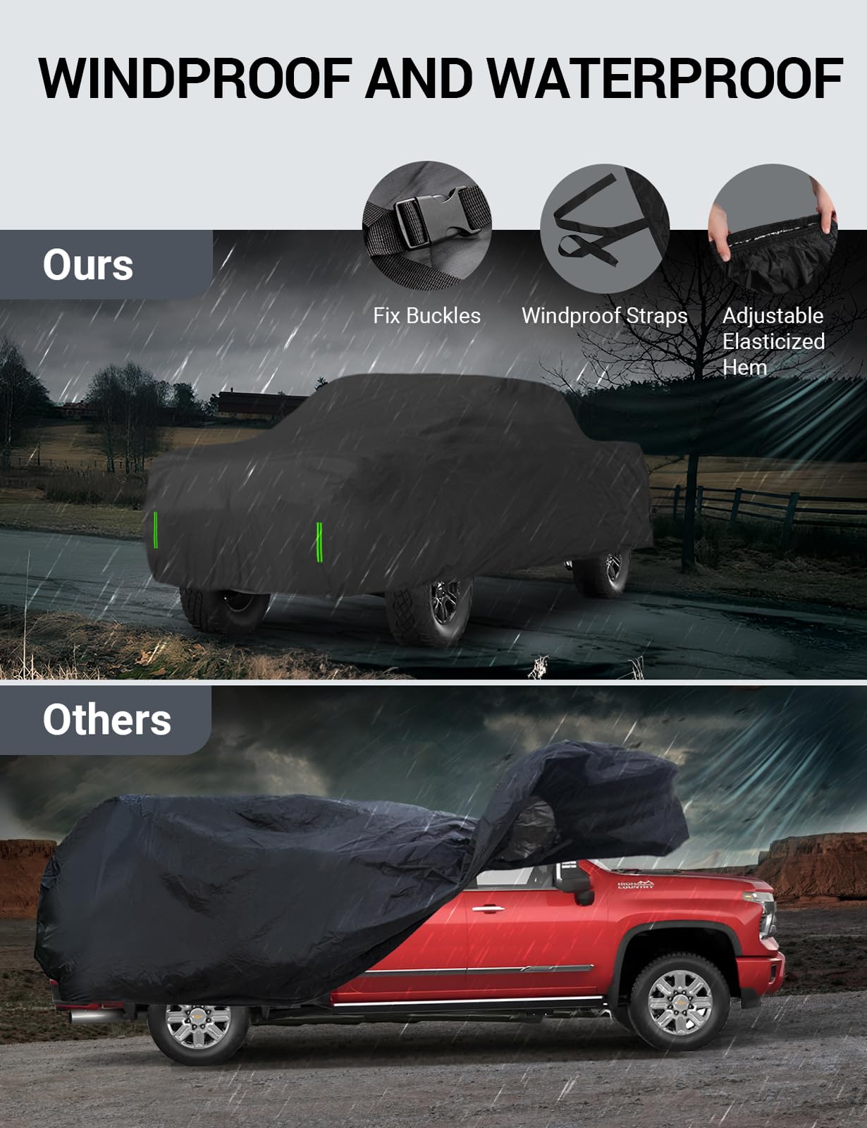 Proadsy 2025 Upgrade Car Cover Compatible With Chevrolet Chevy Silverado 1500 2019-2024 2025 Windproof All Weather Waterproof Su