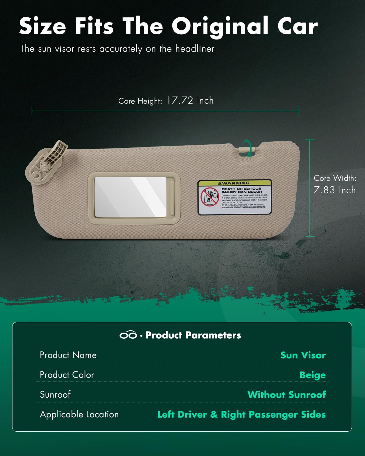 Scitoo Car Sun Visor Assbembly Fit For 2011-2015 For Hyundai For Elantra Beige Without Sunroof(Left Driver & Right Passenger Sid