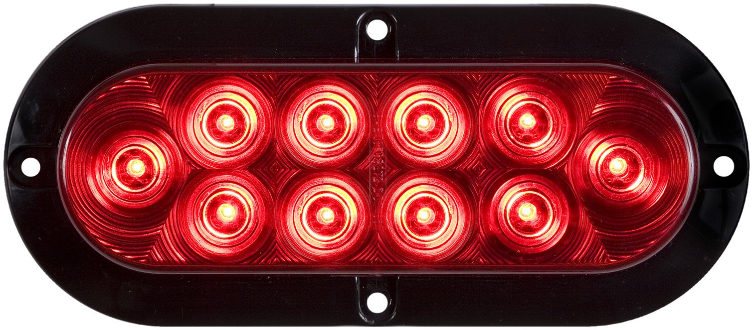 Optronics Led Stop Tail & Turn Light 6'' Oval 10D Red Flange Mount