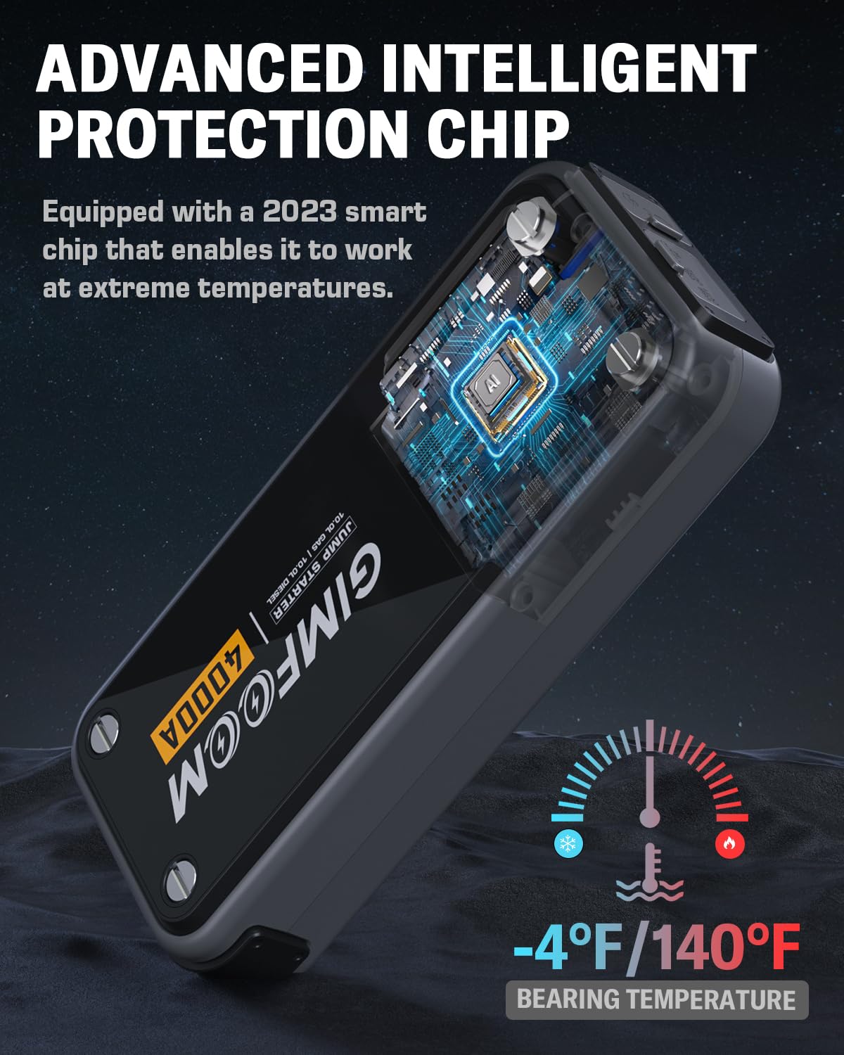 Gimfoom Jump Starter, 4000A Car Battery Jump Starter With Wall Charger (10L Gas & 10L Diesel Engines), 12V Jump Starter Battery