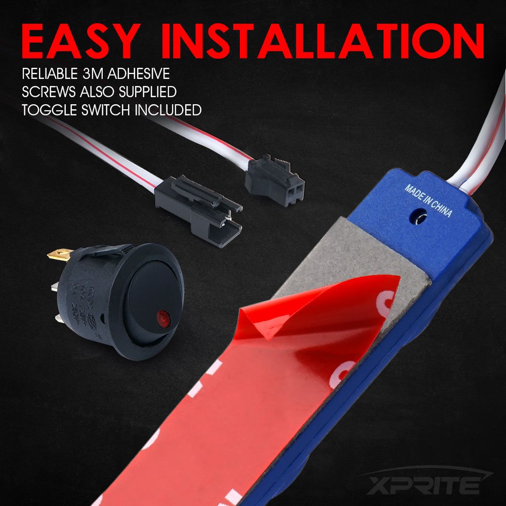 Xprite Blue Led Truck Bed Light Kits Rock Lights With On/Off Switch, For Pickup Footwells, Running Boards, Cargo, Under Car, Ton