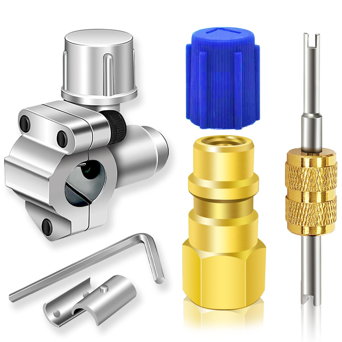 A/C Retrofit Valve Kit-Refrigerant Retrofit Valve Set, With R12 To R134A Low Side Adapter, Bpv31 Bullet Piercing Valve, For Hvac