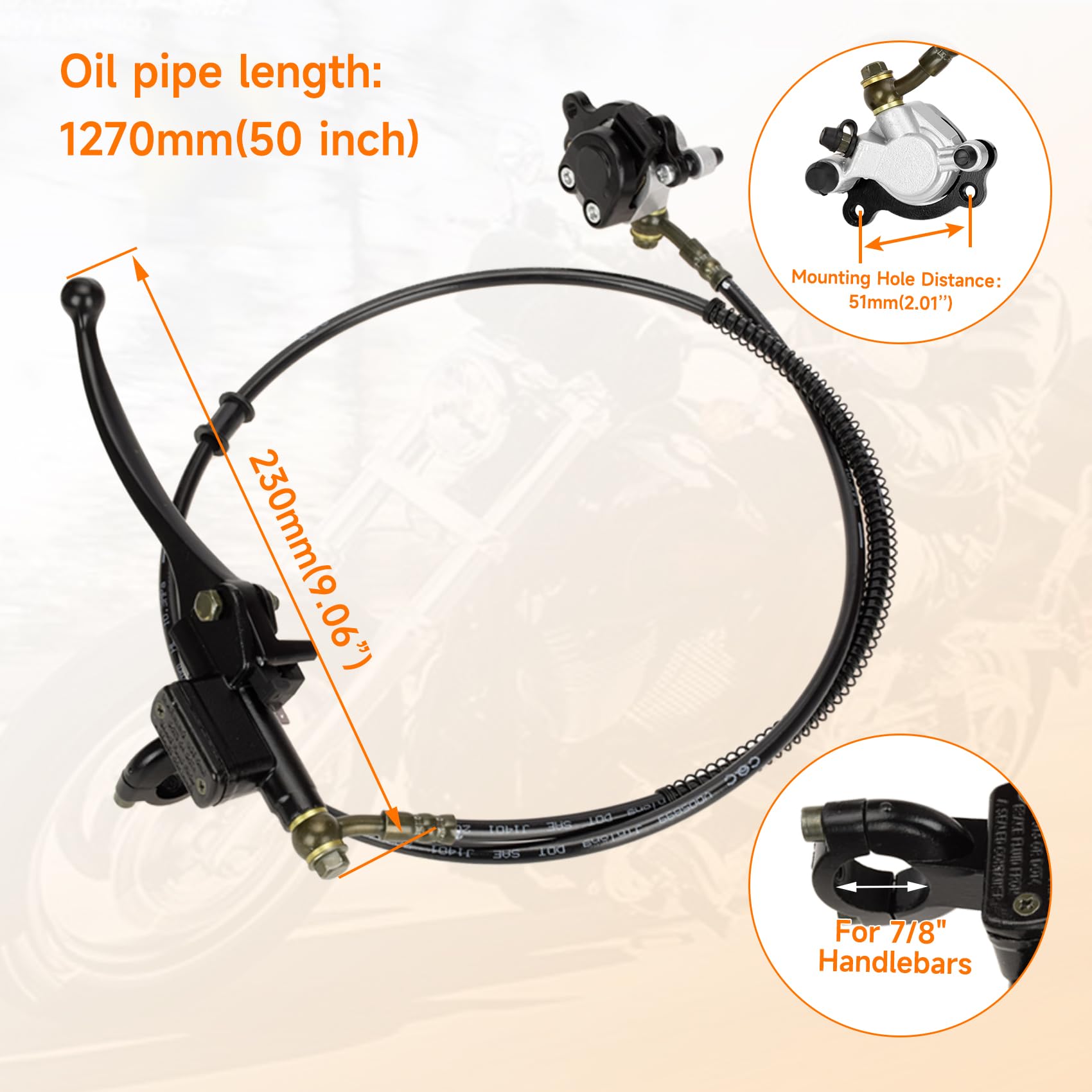 Fvrito 50 Inch Upgraded Left Hydraulic Disc Hand Brake Master Cylinder Caliper Assembly For 97Cc 2.8Hp Baja Doodle Bug Db30 Blit