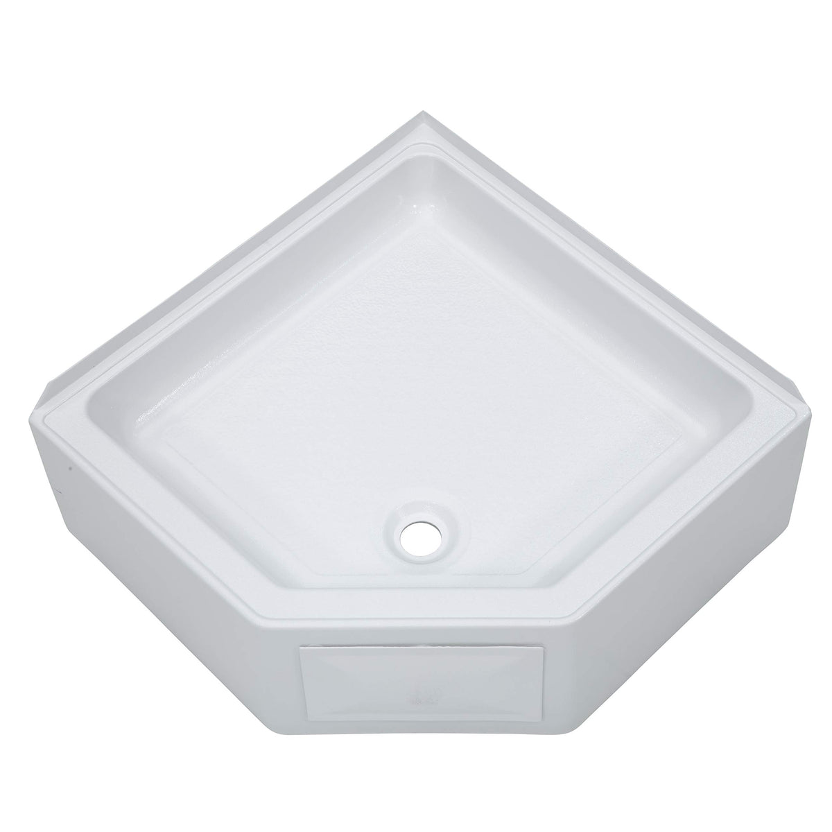 Lippert Replacement Corner Shower Pan with Center Drain, Scratch-Resistant ABS Acrylic for RVs, Travel Trailers, 5th Wheels and 