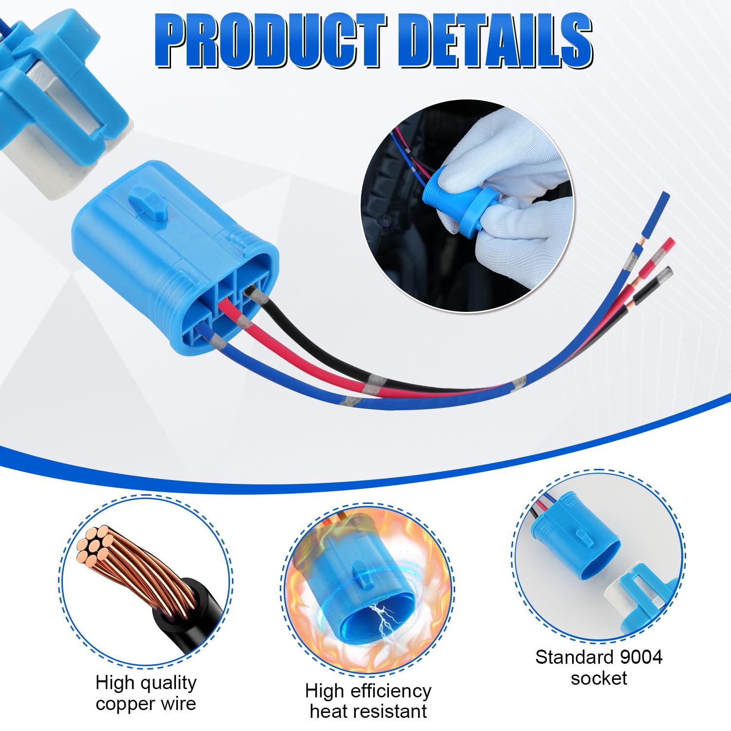 Ibrightstar 9007 9004 Hb1 Hb5 Male Nylon Adapter Wiring Harness Sockets Wire For Headlights Or Fog Lights