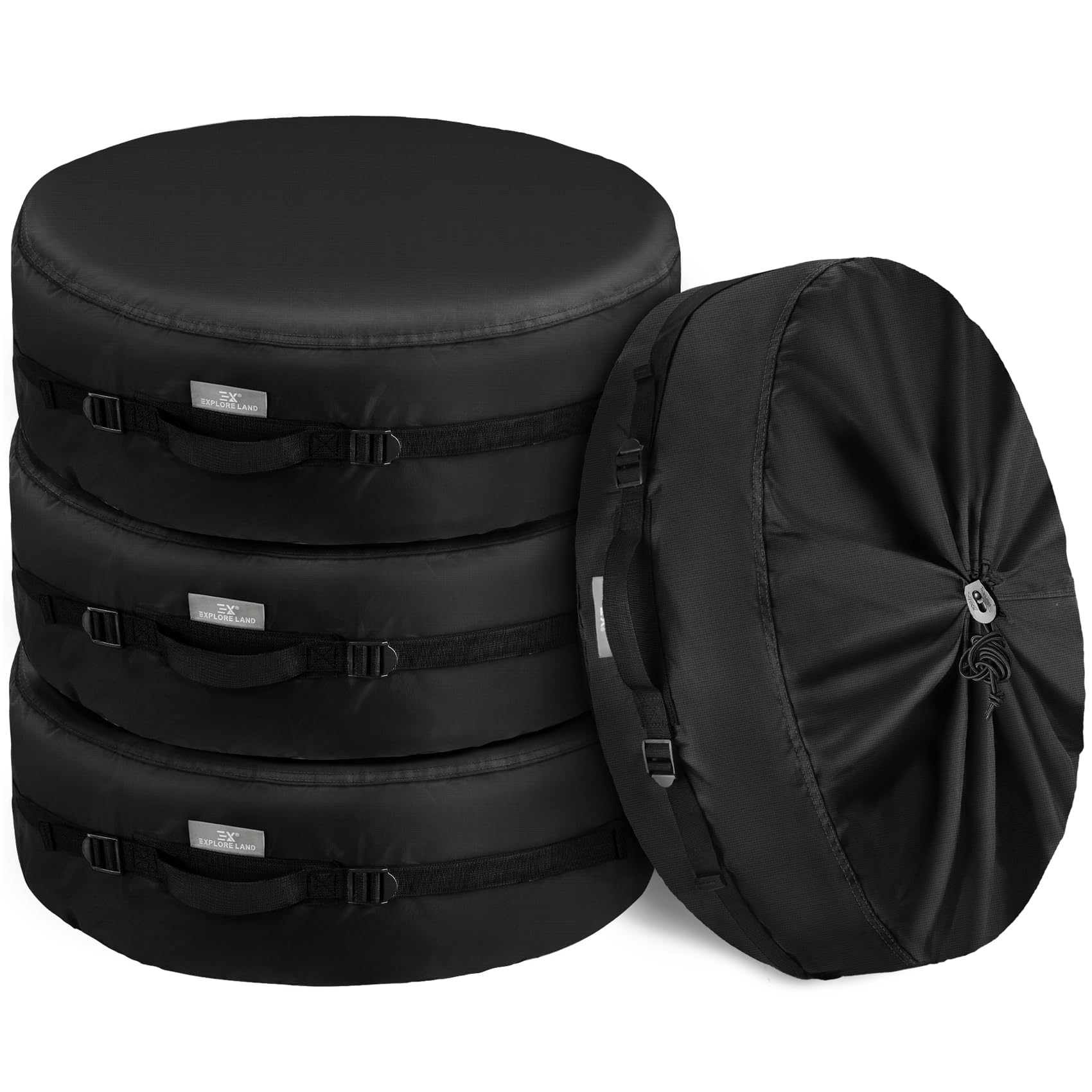 Explore Land Tire Cover - Durable Fabric Spare Tire Bag, Fits 29''-31.75'', Black, 4 Pack, Model 10708014