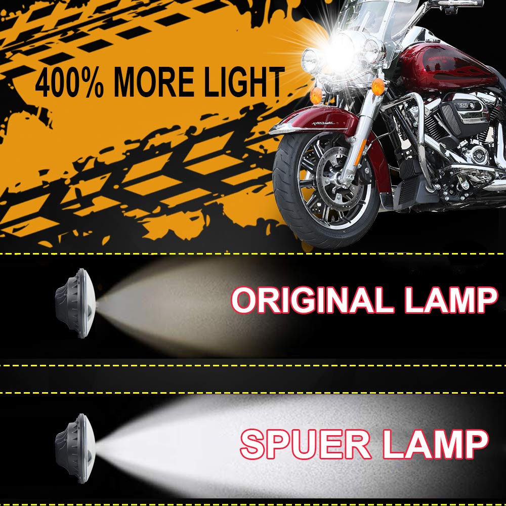 Atubeix 5-3/4 5.75' Led Motorcycle For Iron 883 Dyna Sportster Low Rider Triple Wide Glide Projector Driving Lamp 1 Pcs (Red)