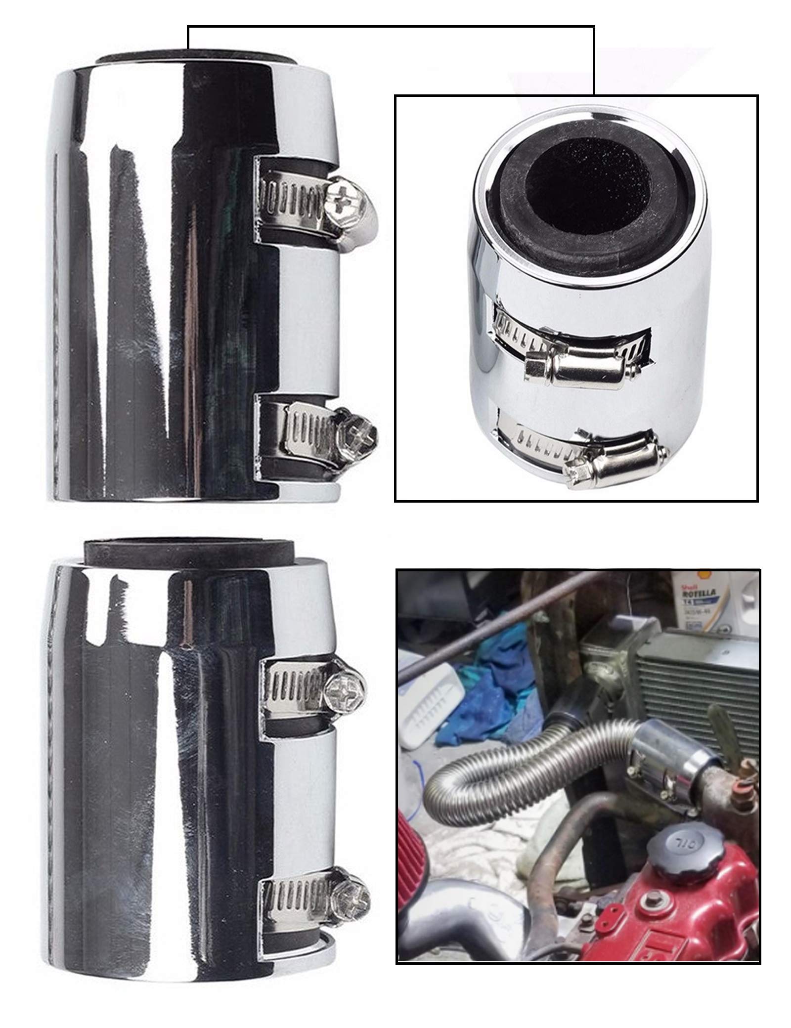 24'' Stainless Steel Radiator Flexible Coolant Water Hose Kit With Caps Universal