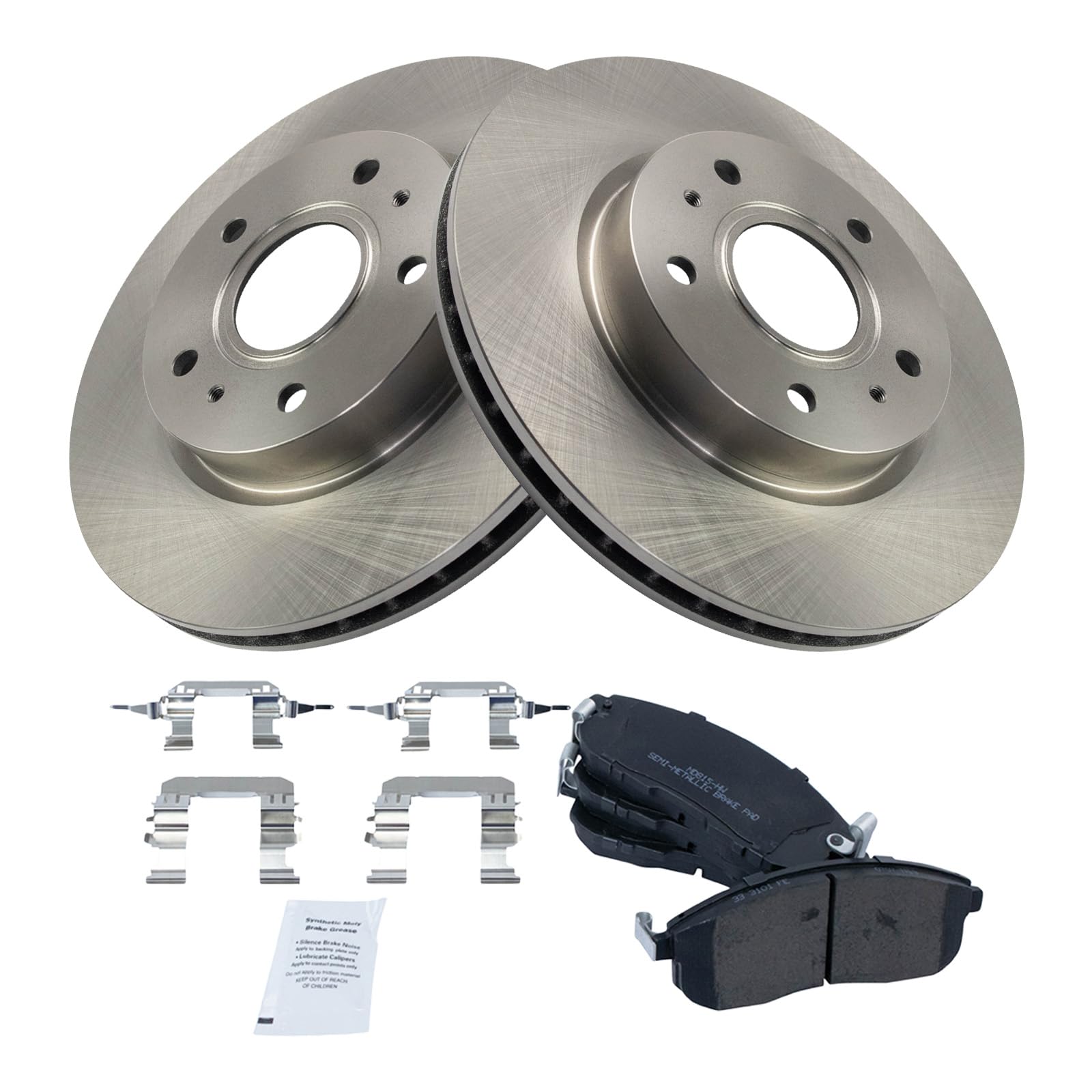 Trq Front Brake Pad & Rotor Kit Brake Pads Brake Rotor Semi-Metallic Compatible With 2007-2013 Suzuki Sx4