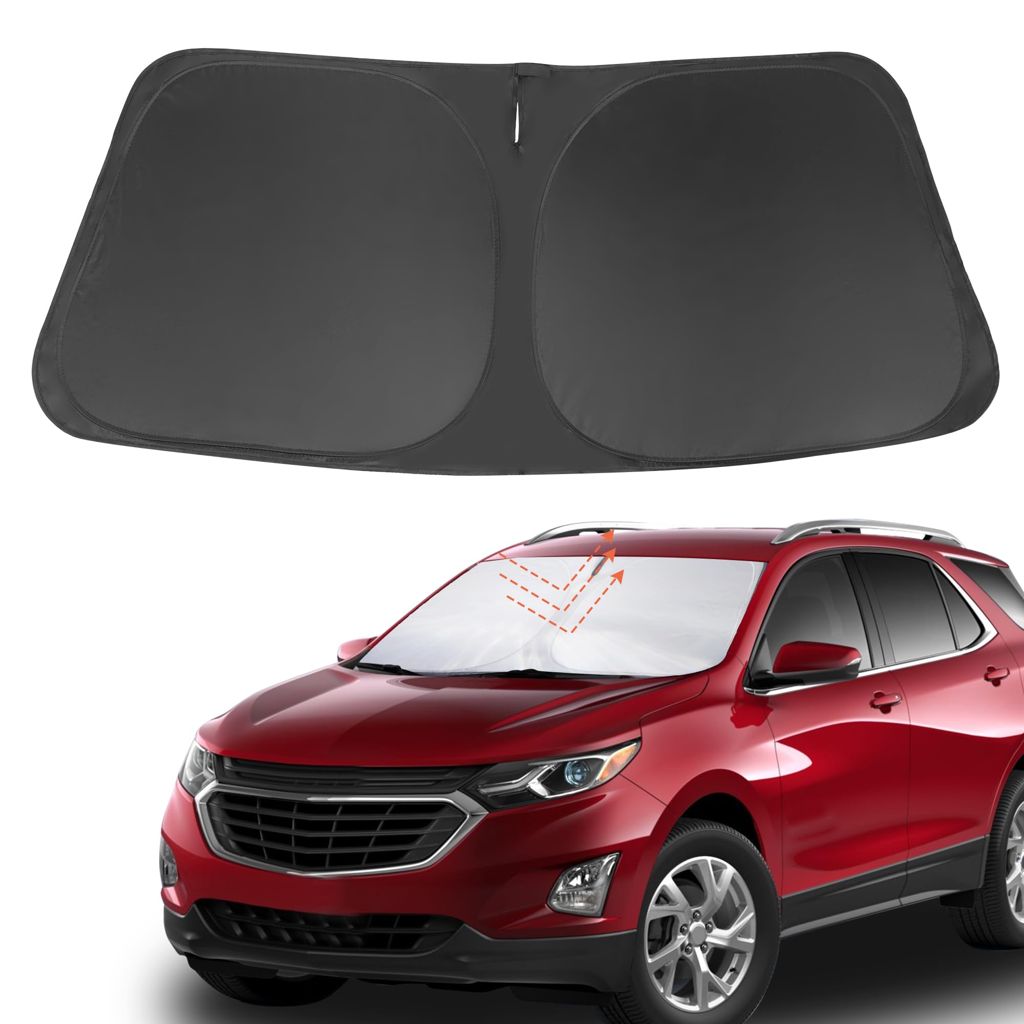 Yycke Windshield Sun Shade Accessories Compatible With 2018-2024 Chevy Equinox For Chevrolet Foldable Sunshade Sun Visor Blocks