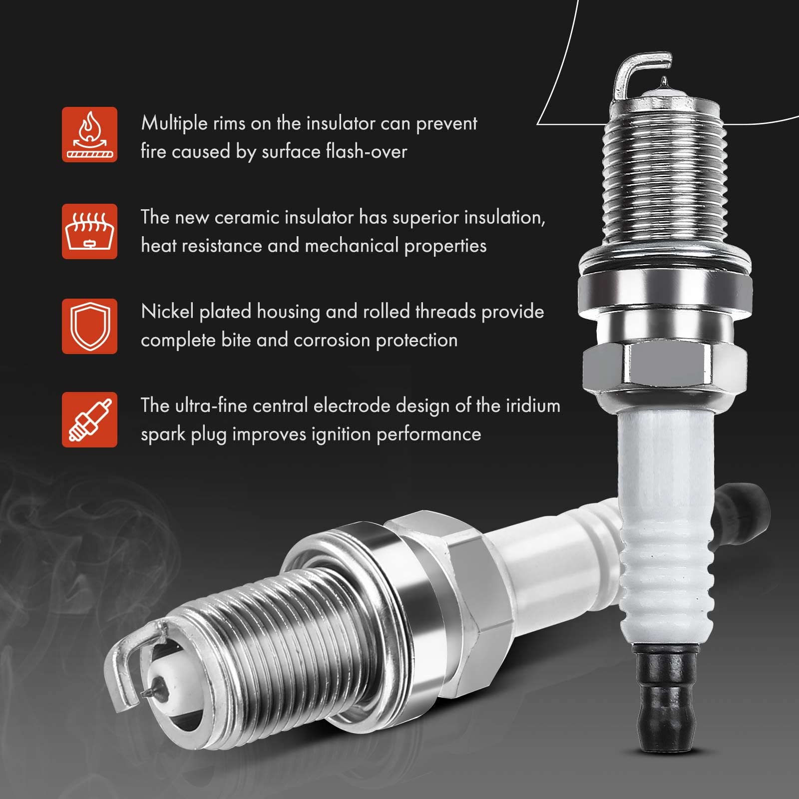 A-Premium Set Of 4 Ignition Coil Pack And Iridium Spark Plugs Compatible With Toyota Prius 2001-2009, Yaris 2006-2018, Echo 2000