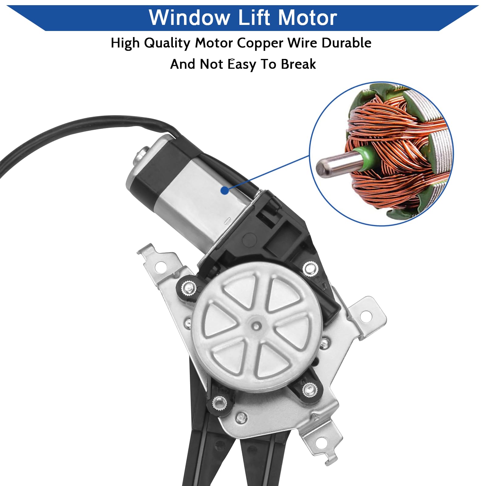 Obaee 741-586 Front Left Driver Side Power Window Regulator with Motor Compatible with Ford E-150 2003-2014/ E-250 Econoline 199