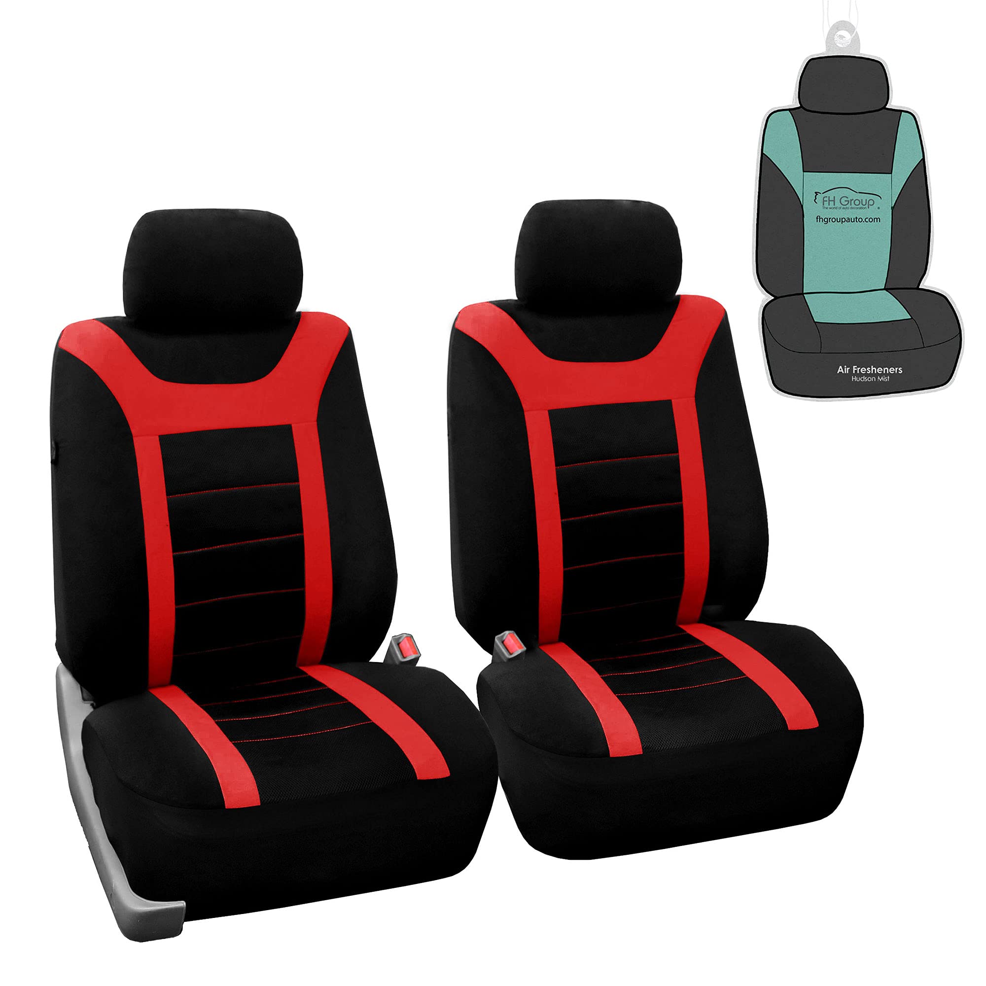 Fh Group Car Seat Covers Sports Seat Covers Front Seats Only, Airbag Compatible Red Black Automotive Seat Cover Combo Small Car
