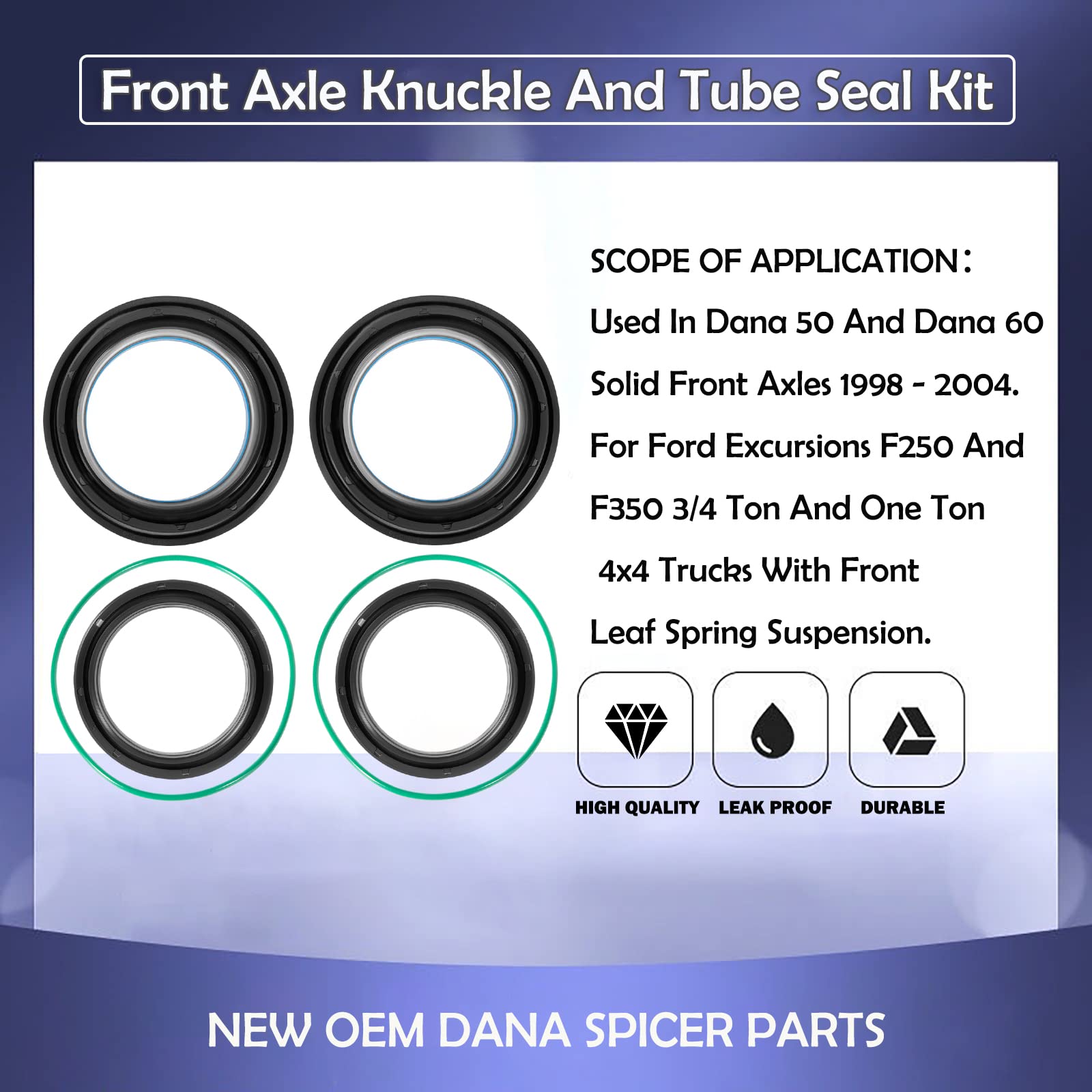 For Ford 1998 1999 2000 2001 2002 2003 2004 F250 F350 F450 F550,Superduty Dana 50 And 60,Front Axle Knuckle And Tube Seal Kit